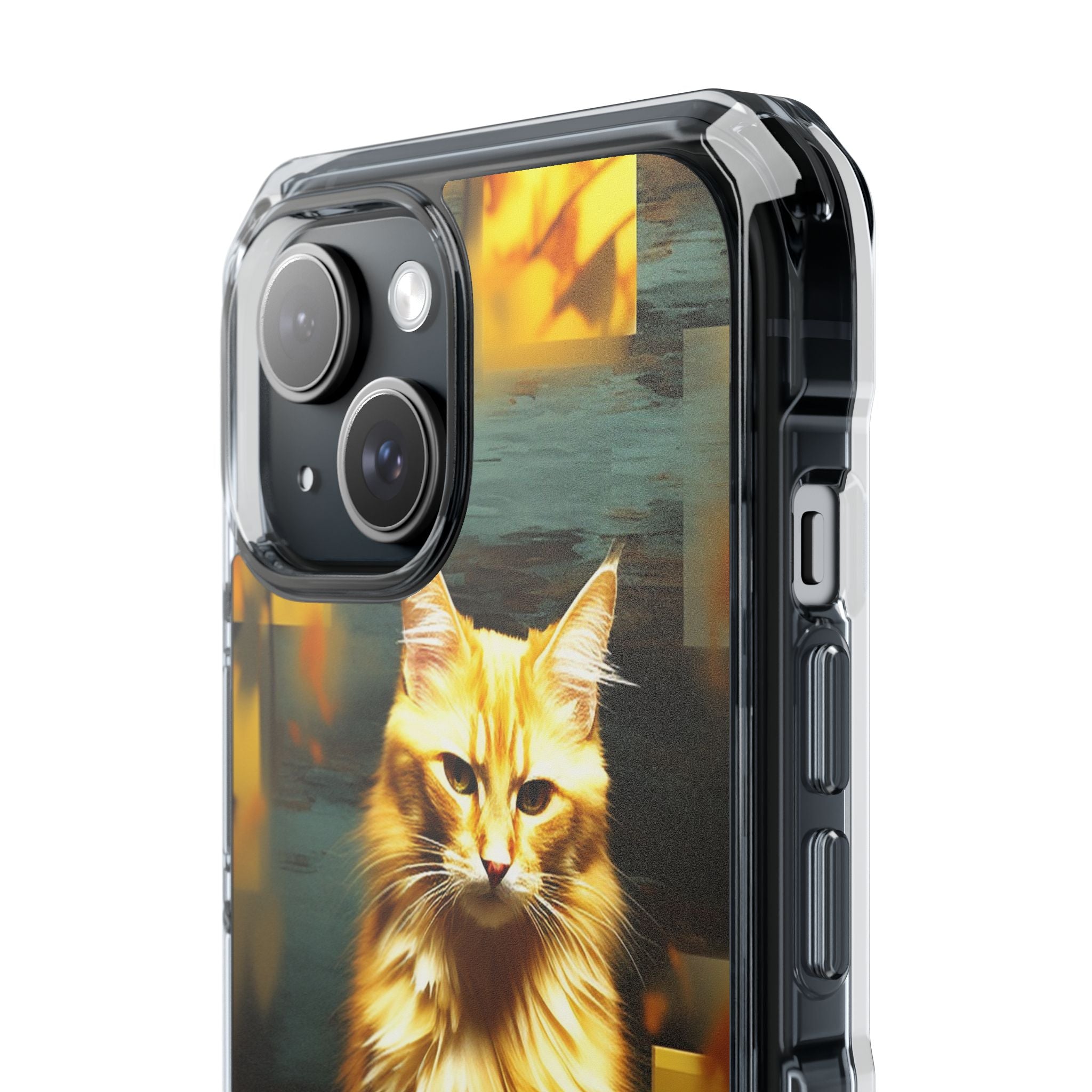 Clear Magnetic Impact Phone Case — Golden Maine Coon Cat Art