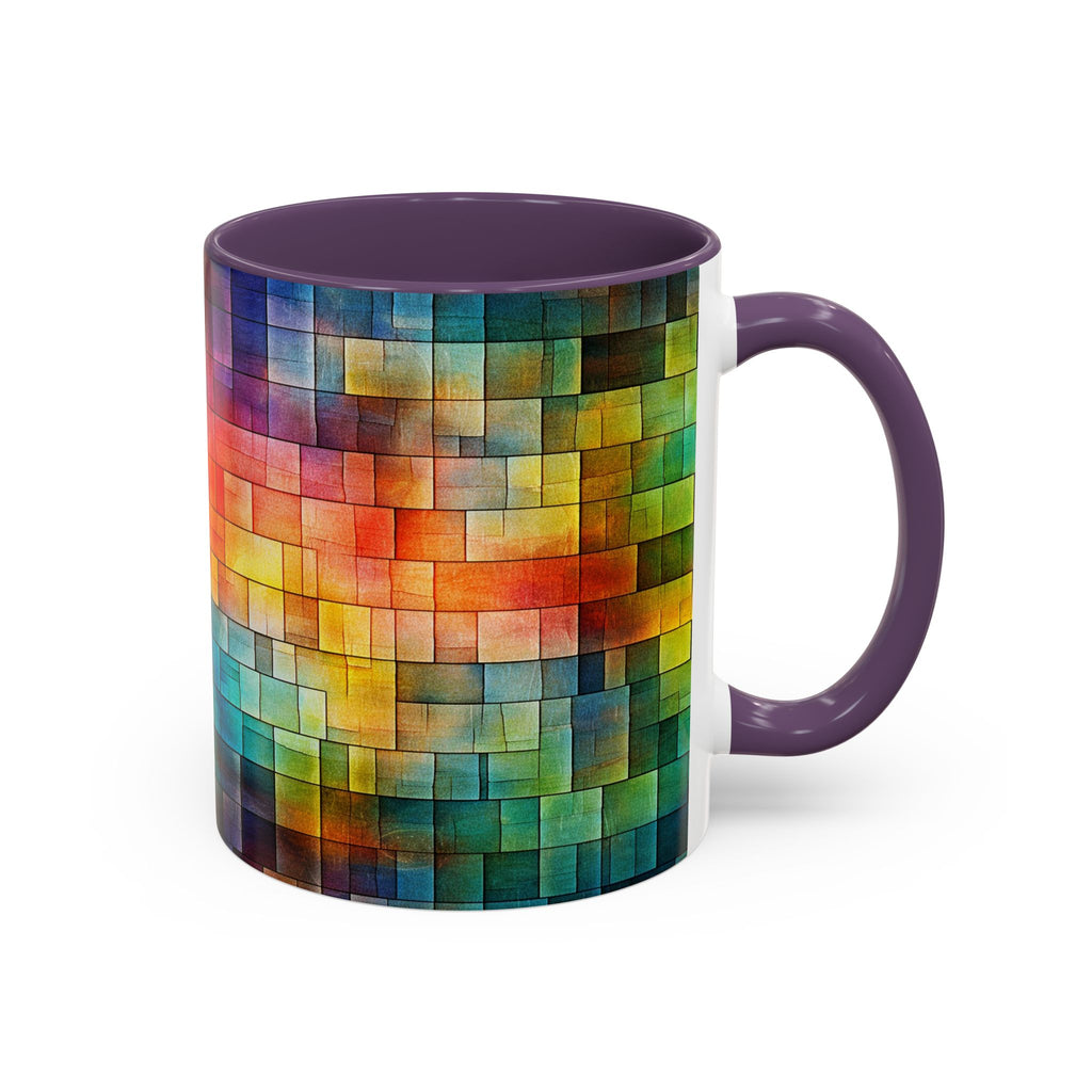 Colorful Mosaic Accent Coffee Mug - Vibrant Geometric Pattern (11/15 oz)