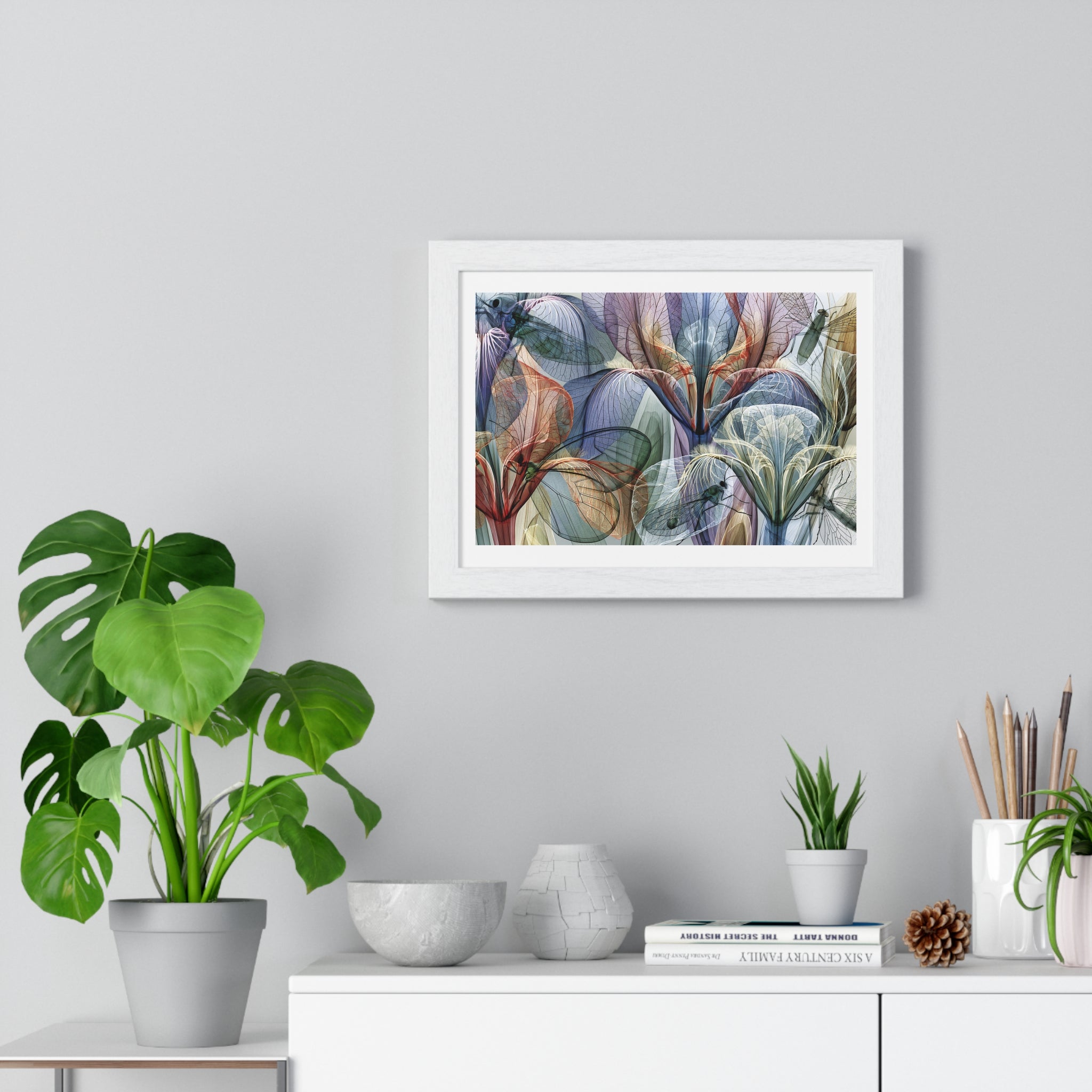 Framed Floral Art Print — Abstract Translucent Lily Poster