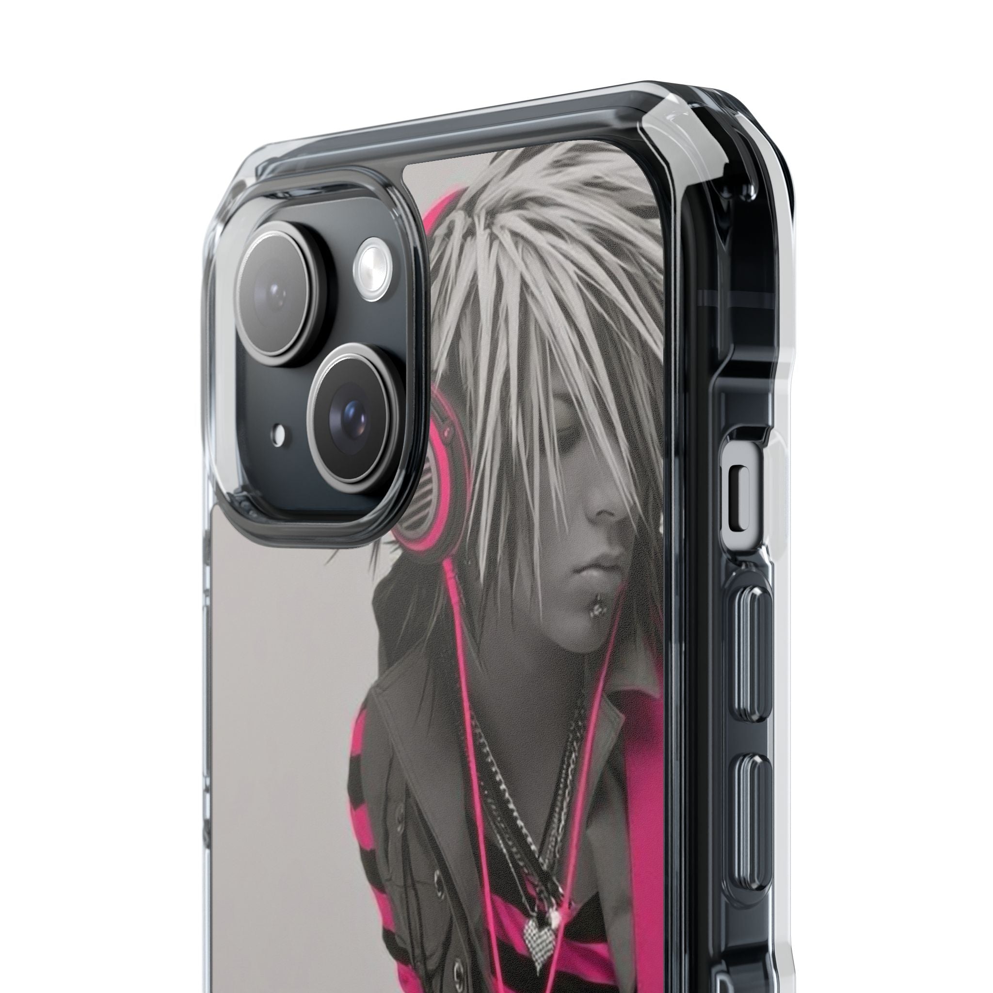 Guitarist Illustration Magnetic Clear Phone Case — Rock Musician Design