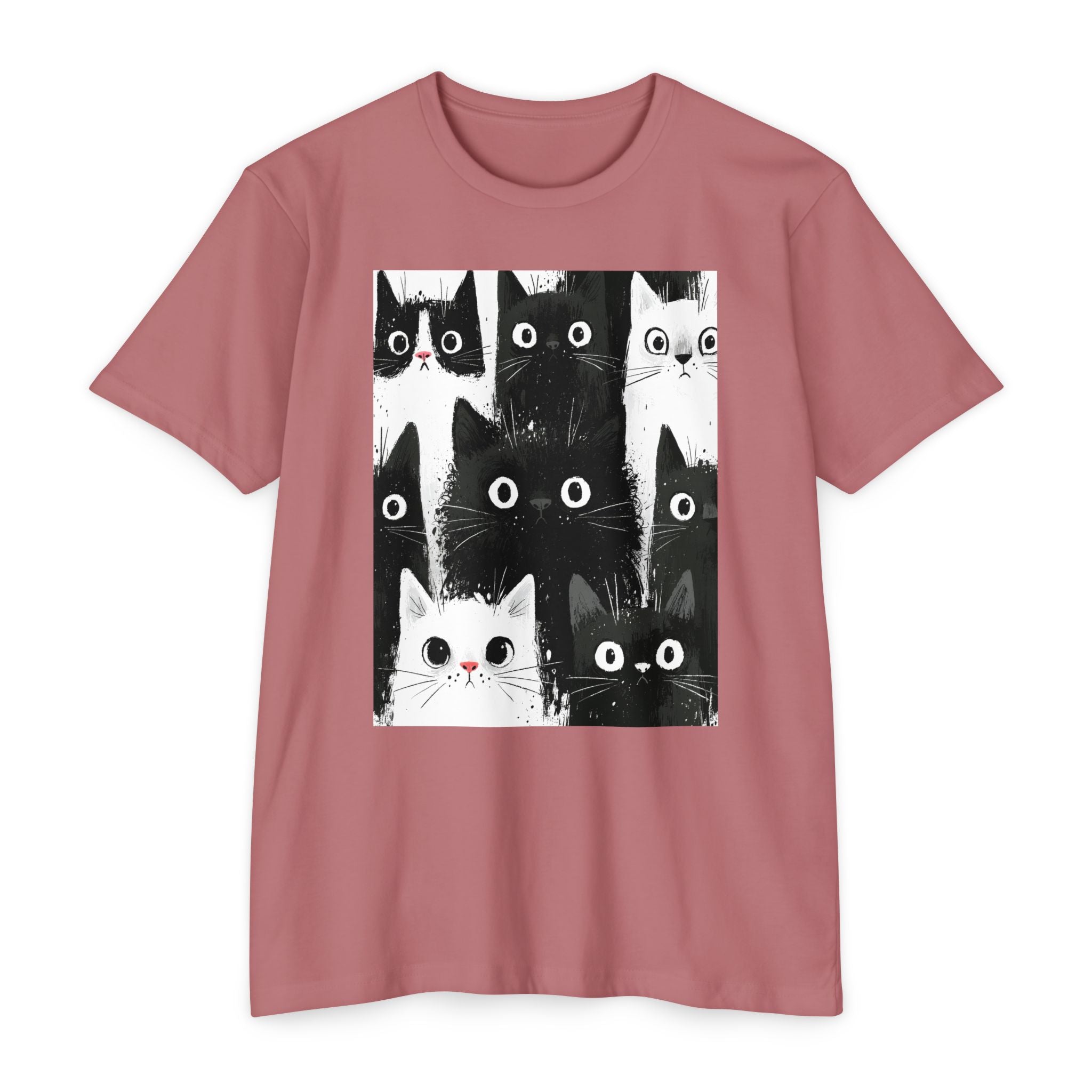 Cat Pack Graphic T-Shirt — Cute Black & White Cats Print