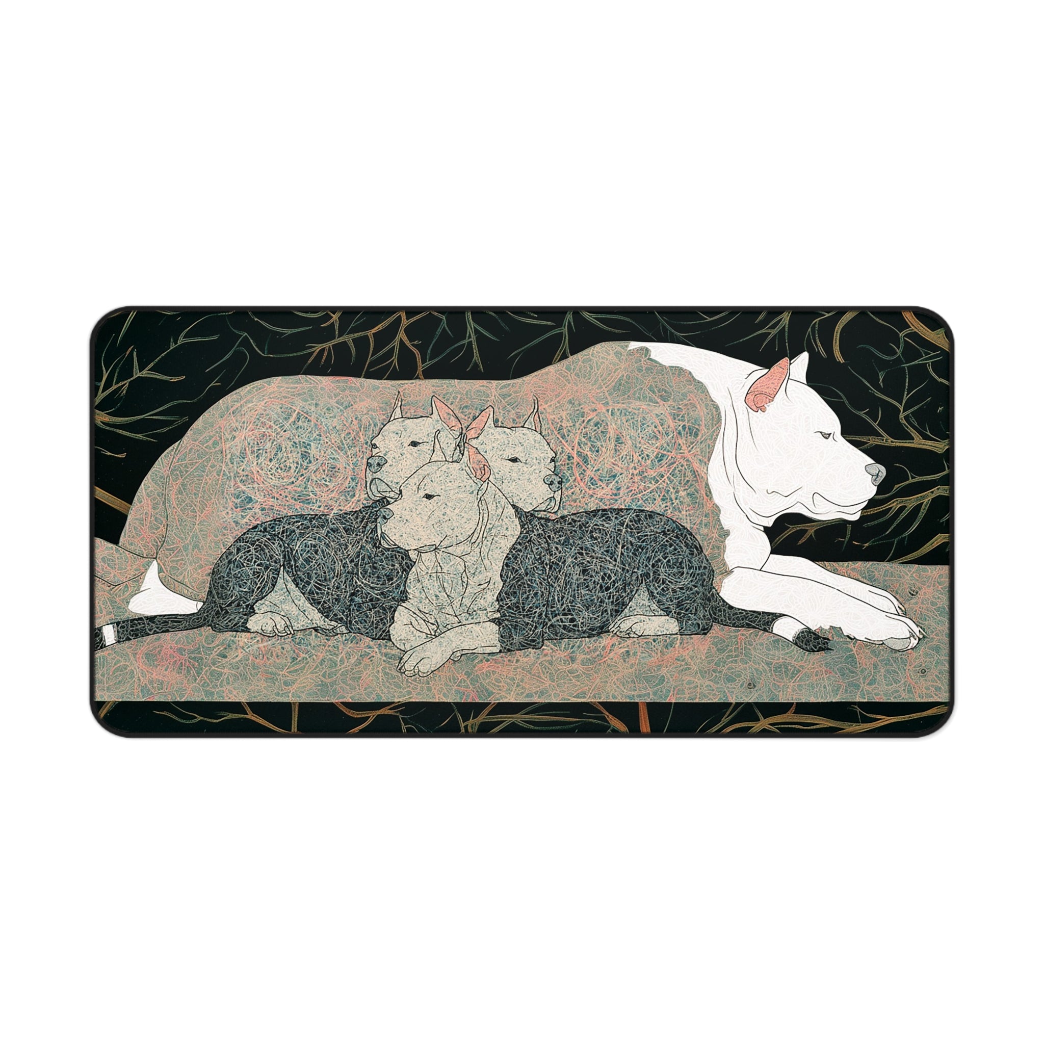 Dog Family Desk Mat — Artistic Sleeping Dogs Mouse Pad