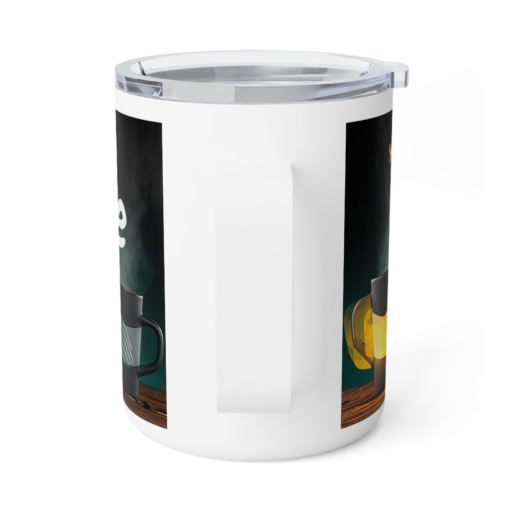 Insulated Coffee Mug – "Yeah, yeah, yeah...But First, Coffee" 10oz Travel Tumbler (Steam & Ceramic Mug Design)