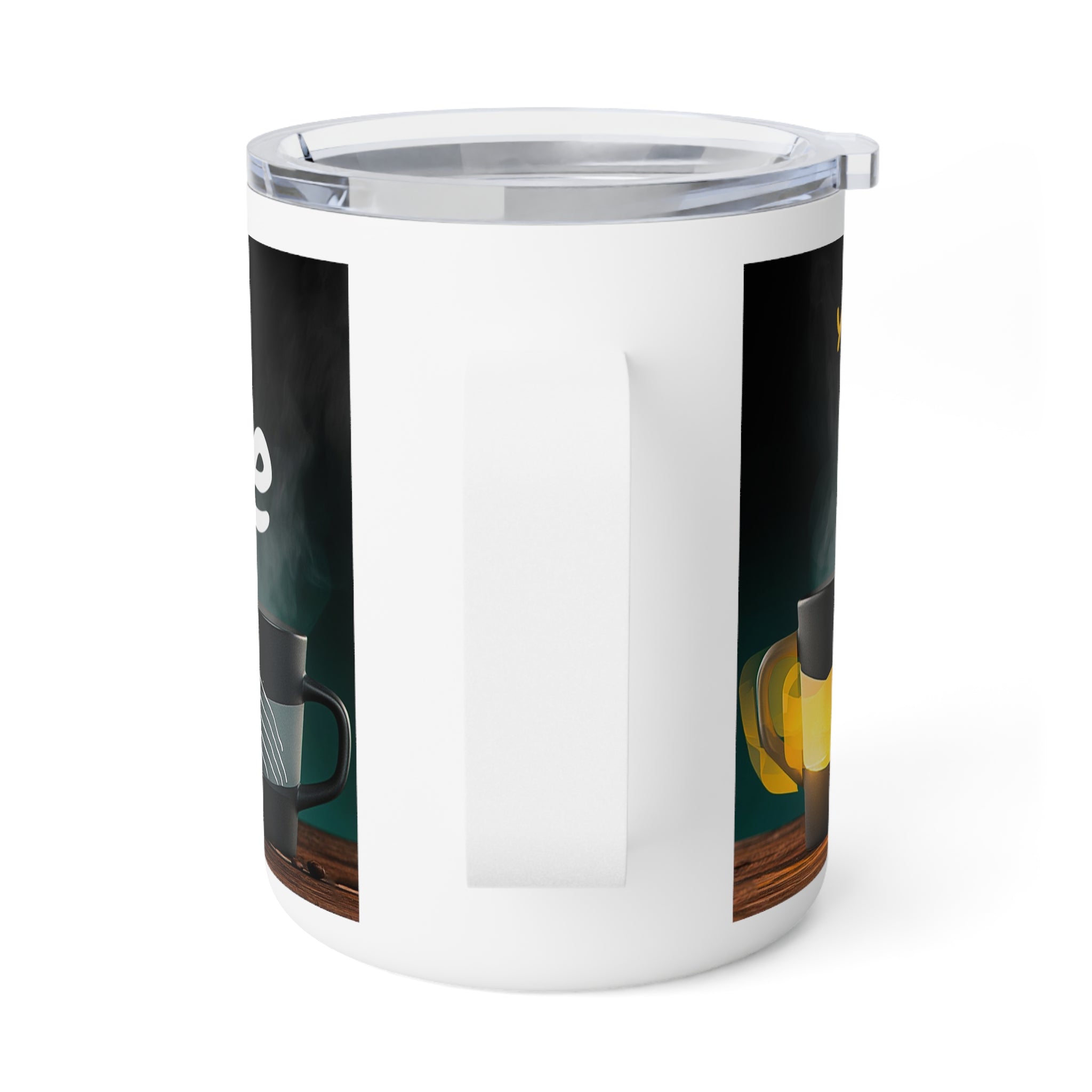 Insulated Coffee Mug – "Yeah, yeah, yeah...But First, Coffee" 10oz Travel Tumbler (Steam & Ceramic Mug Design)
