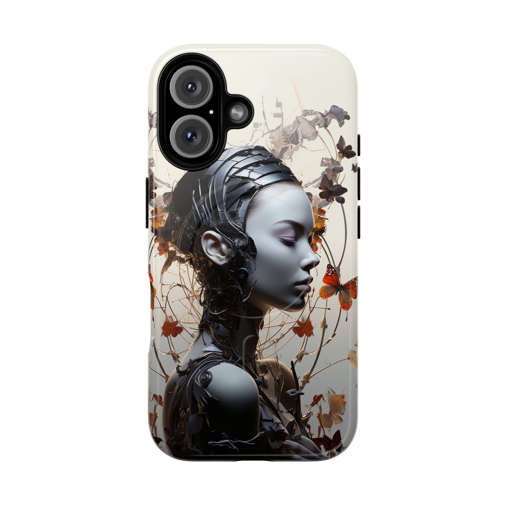 Art Nouveau Cyberpunk Phone Case — Surreal Floral Femme Tough Magnetic Case