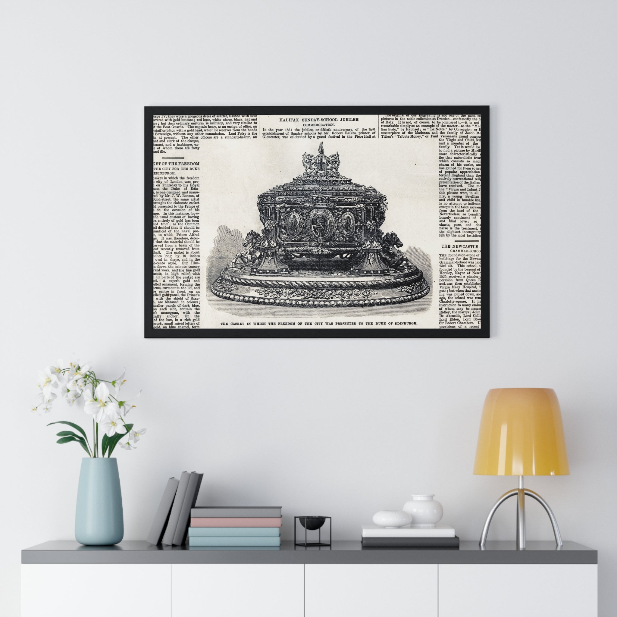 Vintage Crown Illustration Framed Poster — Antique Dictionary Art Print