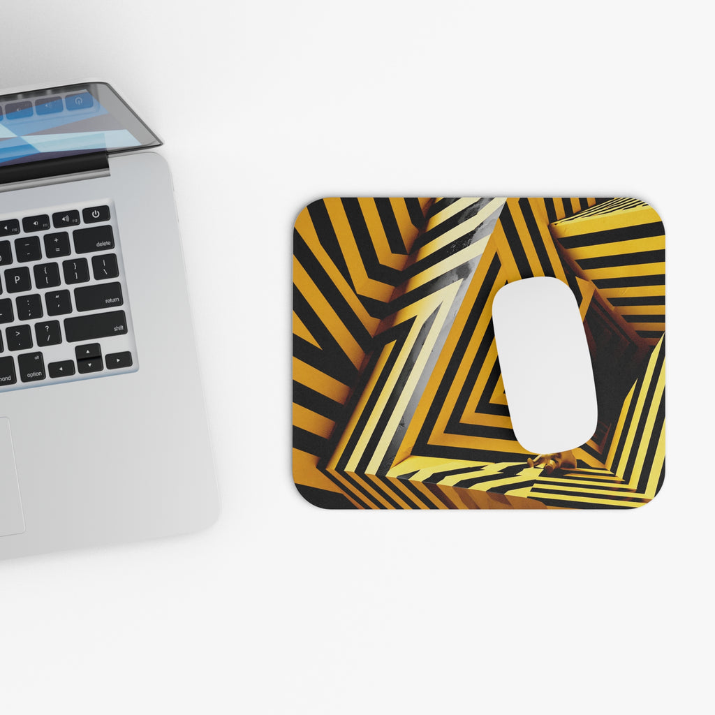 Geometric Yellow Black Stripe Mouse Pad