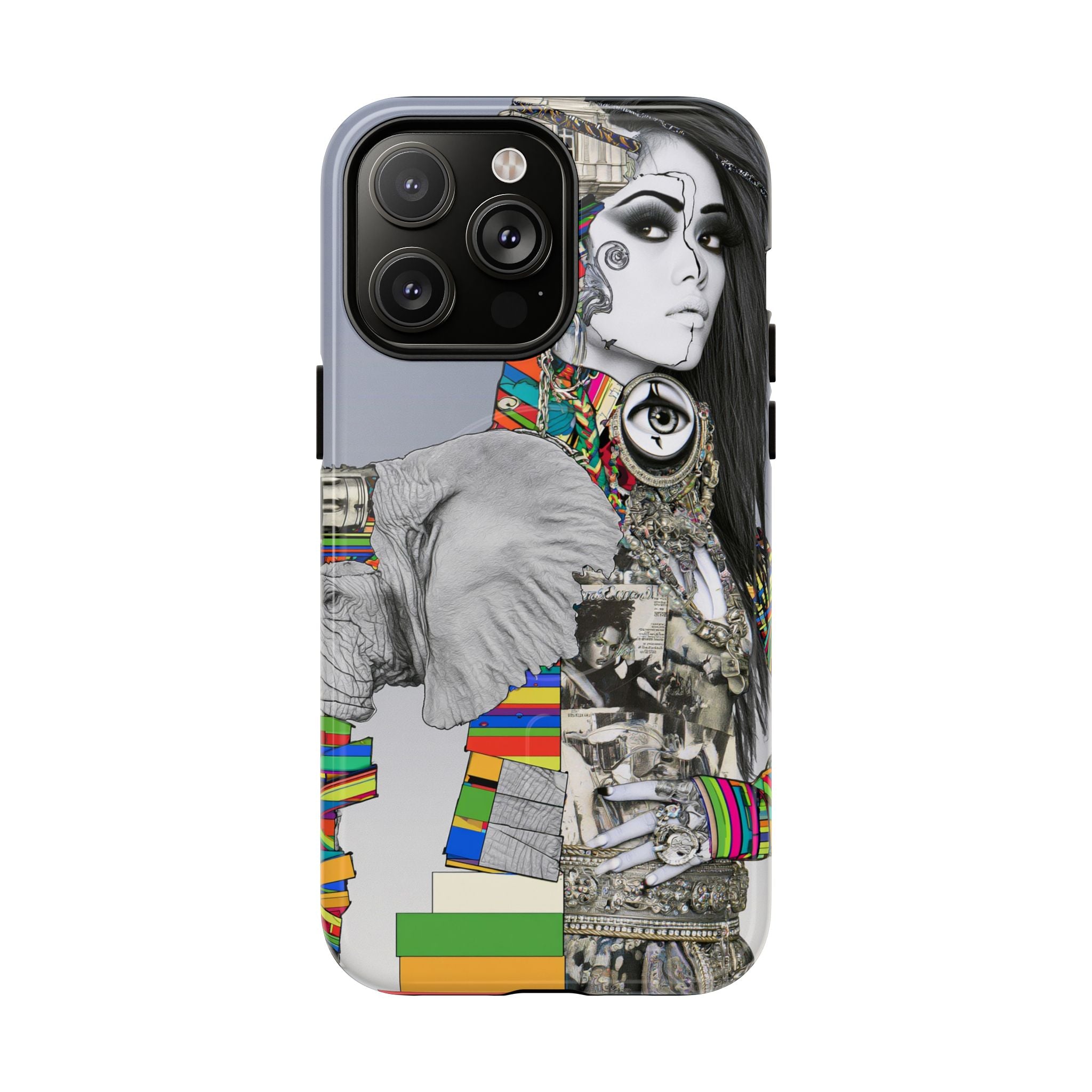 Artistic Elephant Collage Phone Case — Tough Magnetic Protective Cover