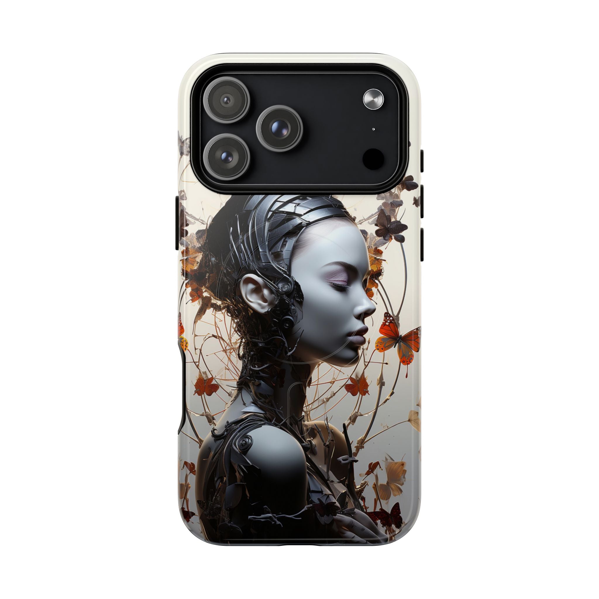 Art Nouveau Cyberpunk Phone Case — Surreal Floral Femme Tough Magnetic Case