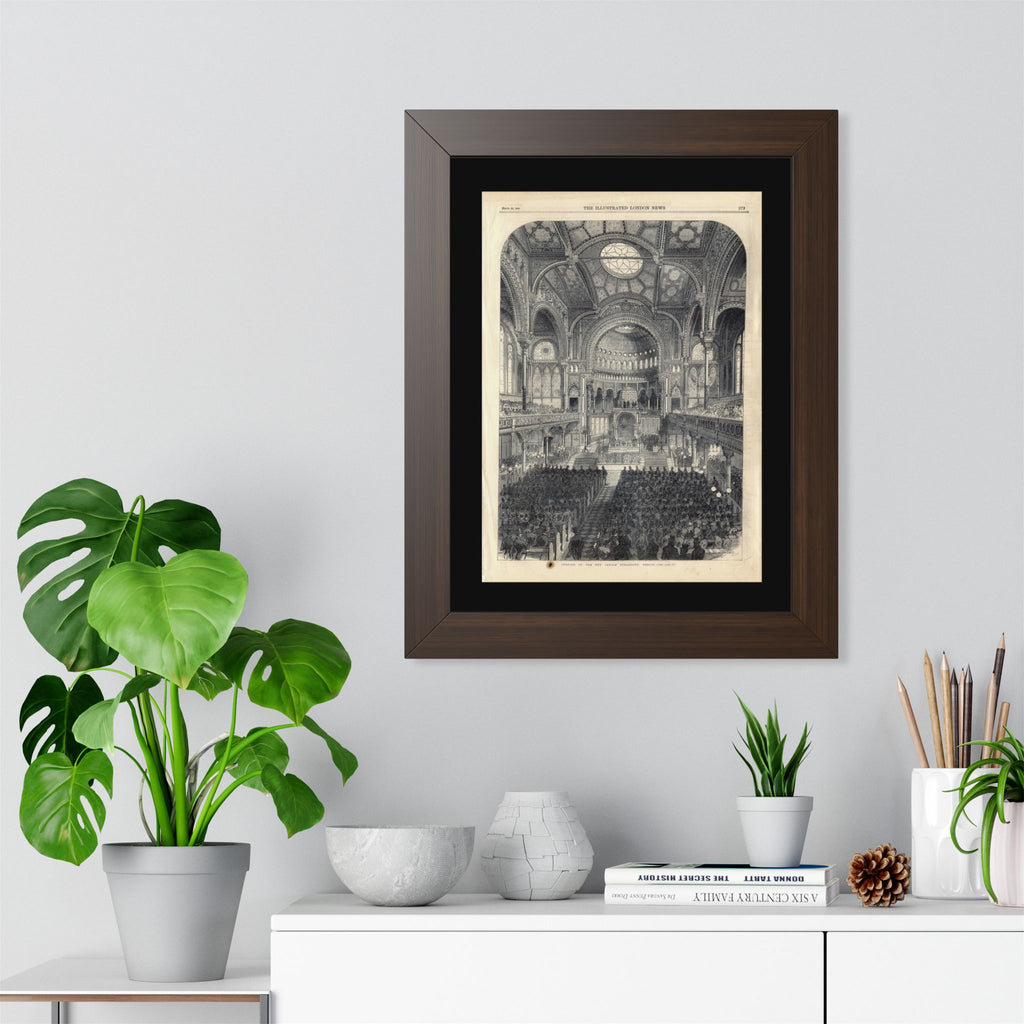 Opening of The New Jewish Synagogue, Berlin. Framed Poster - Vintage Church Interior Print (Antique Architectural Illustration)