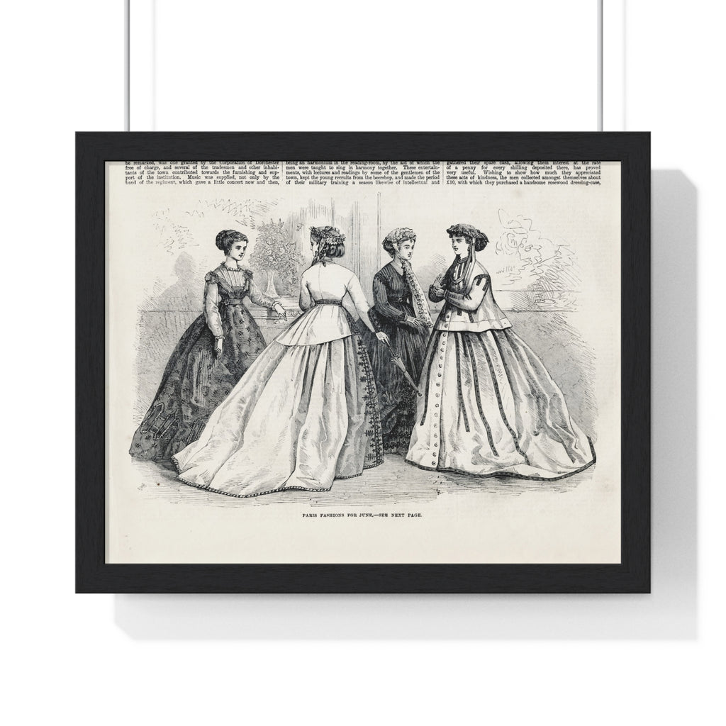 Vintage Fashion Print Framed Poster — Paris Fashion — 19th Century Ladies Illustration