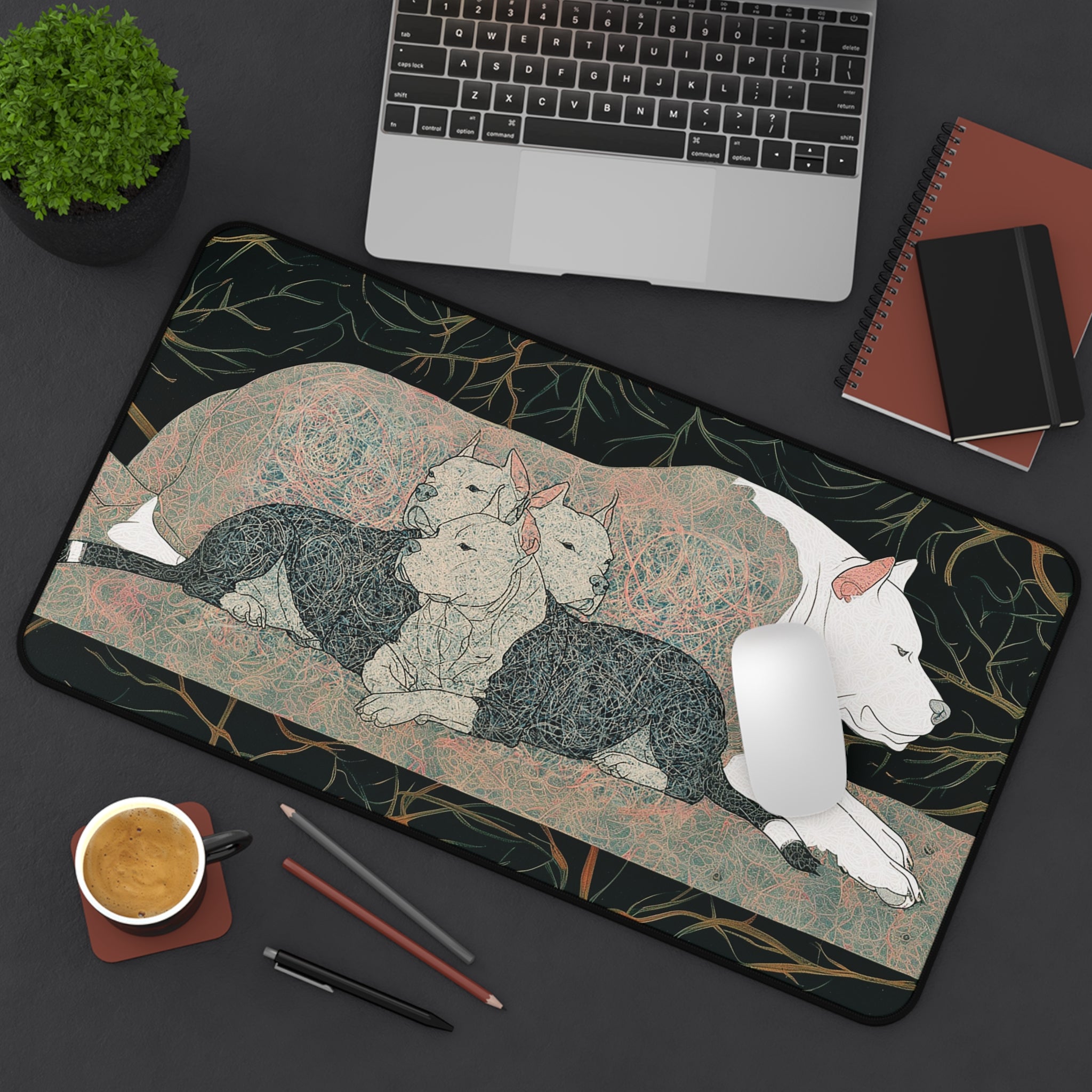 Dog Family Desk Mat — Artistic Sleeping Dogs Mouse Pad