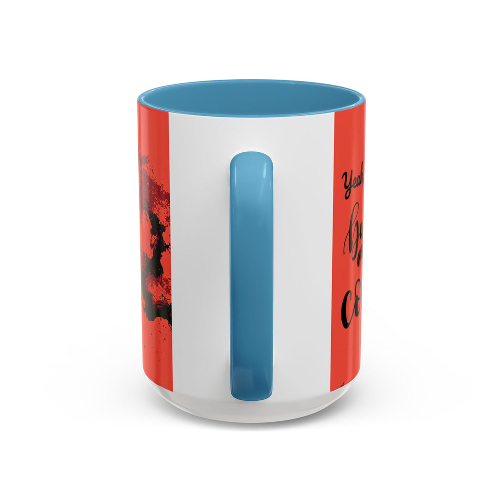 Red Coffee Mug - "Yeah, yeah, yeah ... First Coffee" Vintage Steam Design (11/15oz)