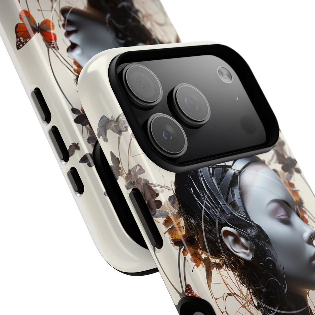 Art Nouveau Cyberpunk Phone Case — Surreal Floral Femme Tough Magnetic Case