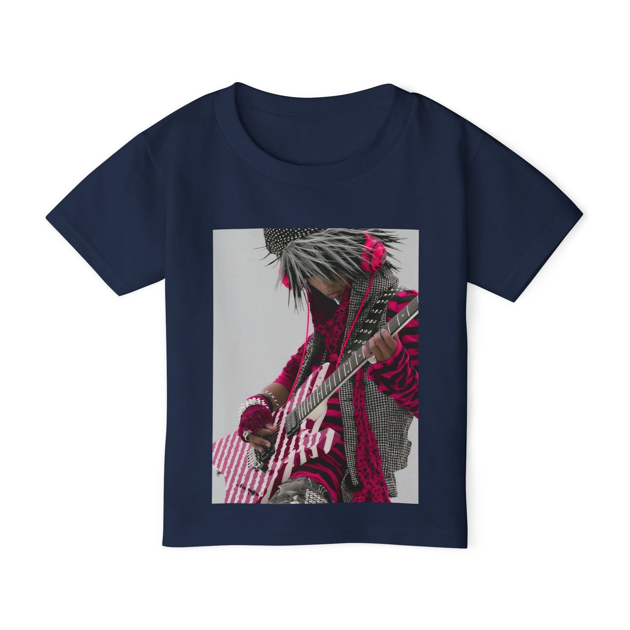 Toddler T‑Shirt — Pink Punk Guitar Kid Graphic Tee