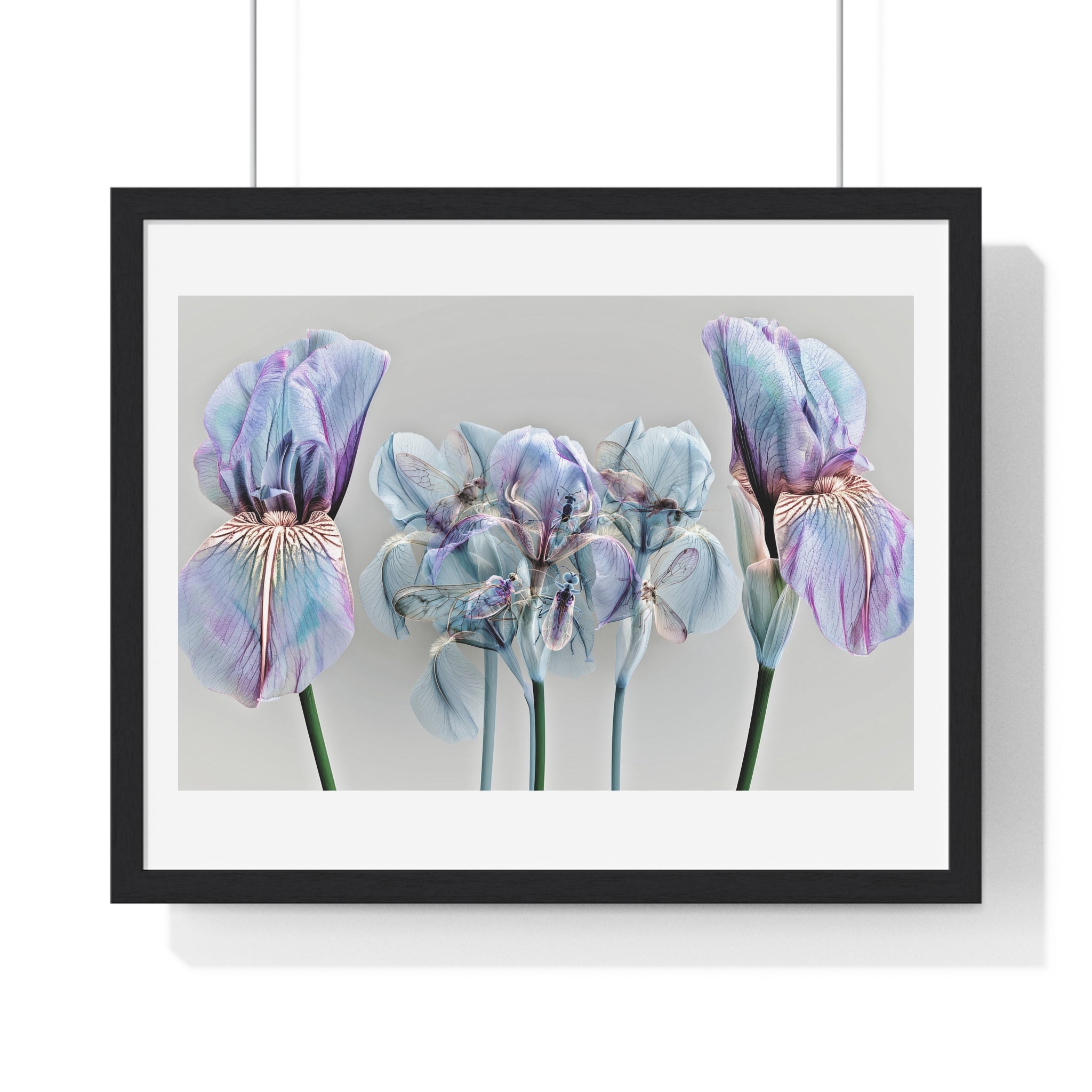 Iridescent Iris Floral Framed Poster — Horizontal Wall Art Print