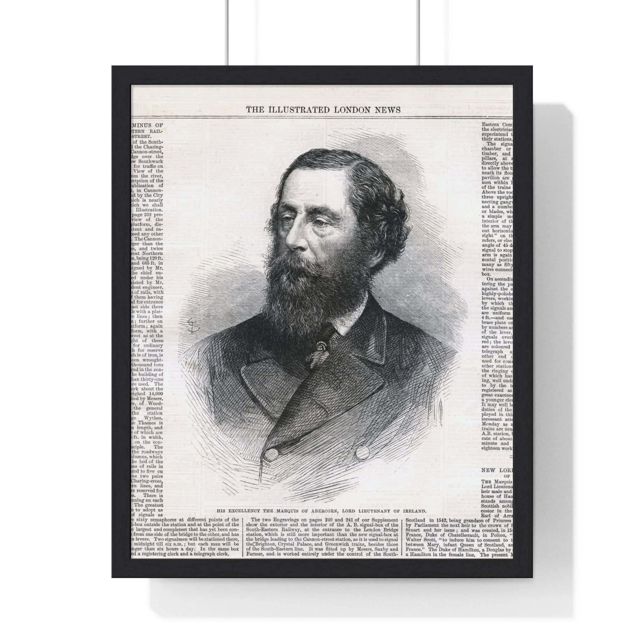 Vintage Illustrated London News Portrait Poster — Victorian Gentleman Framed Print