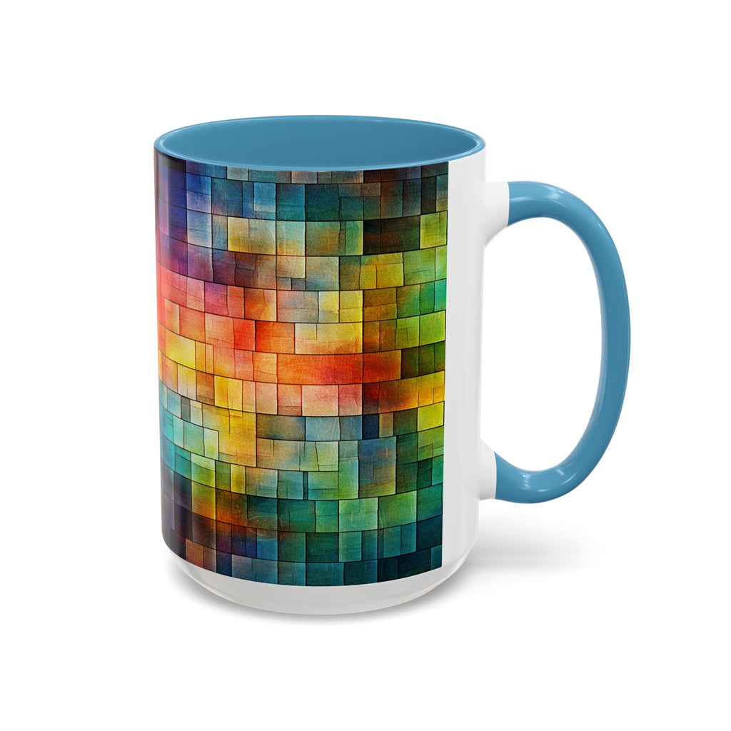 Colorful Mosaic Accent Coffee Mug - Vibrant Geometric Pattern (11/15 oz)