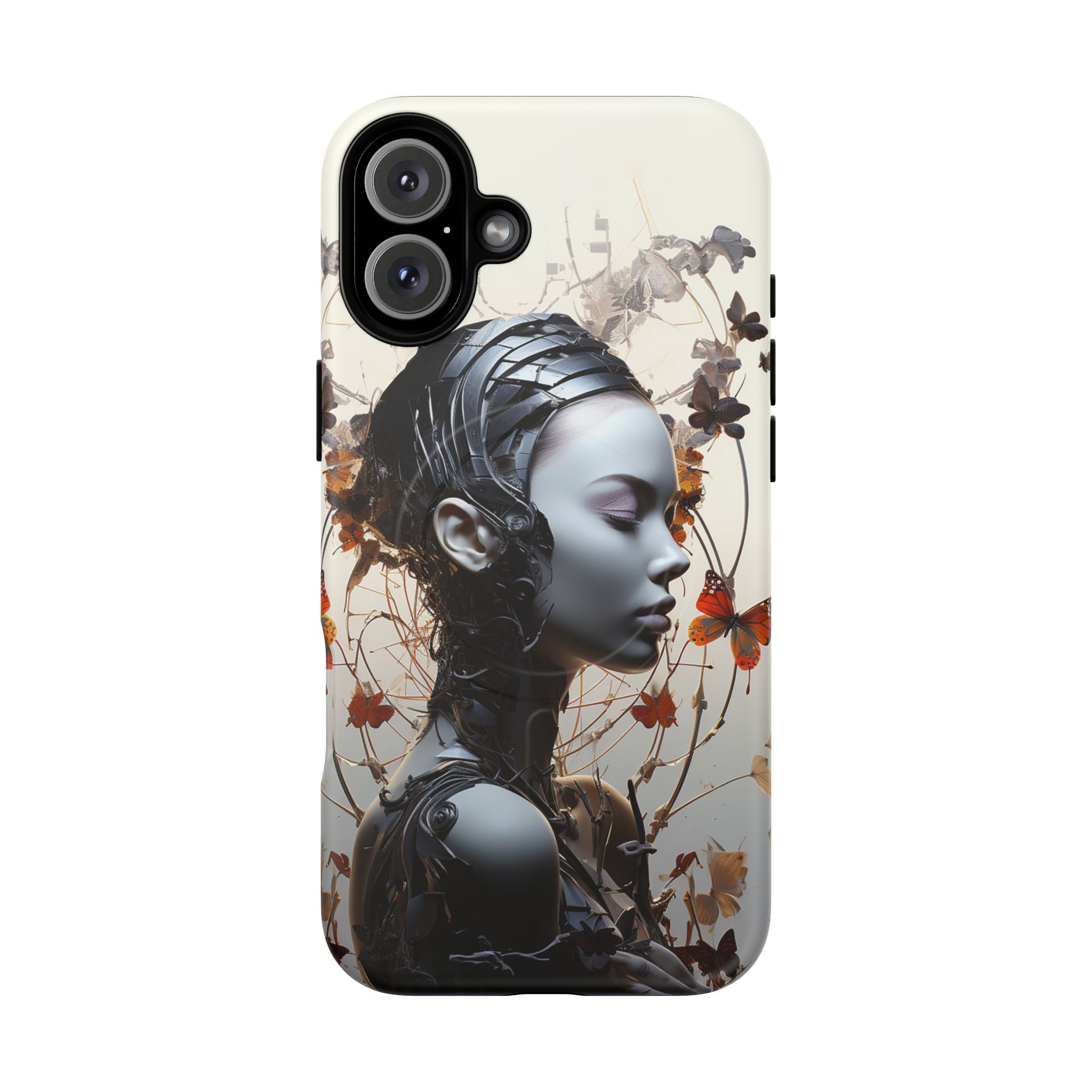 Art Nouveau Cyberpunk Phone Case — Surreal Floral Femme Tough Magnetic Case