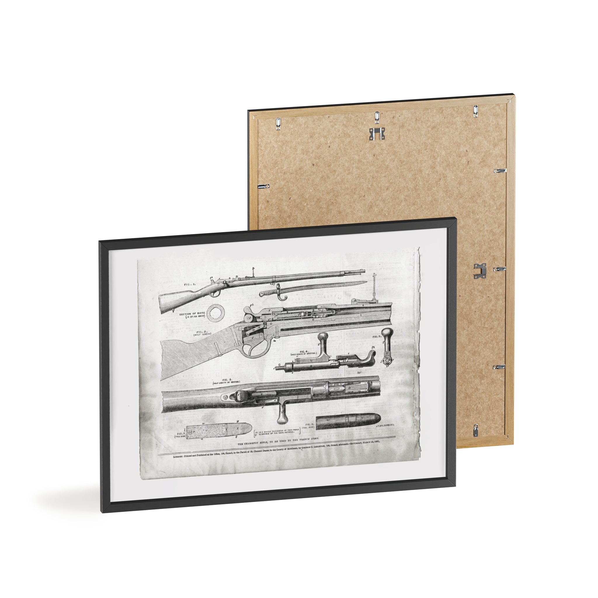 Antique Rifle Patent Poster — Framed Vintage Firearm Print