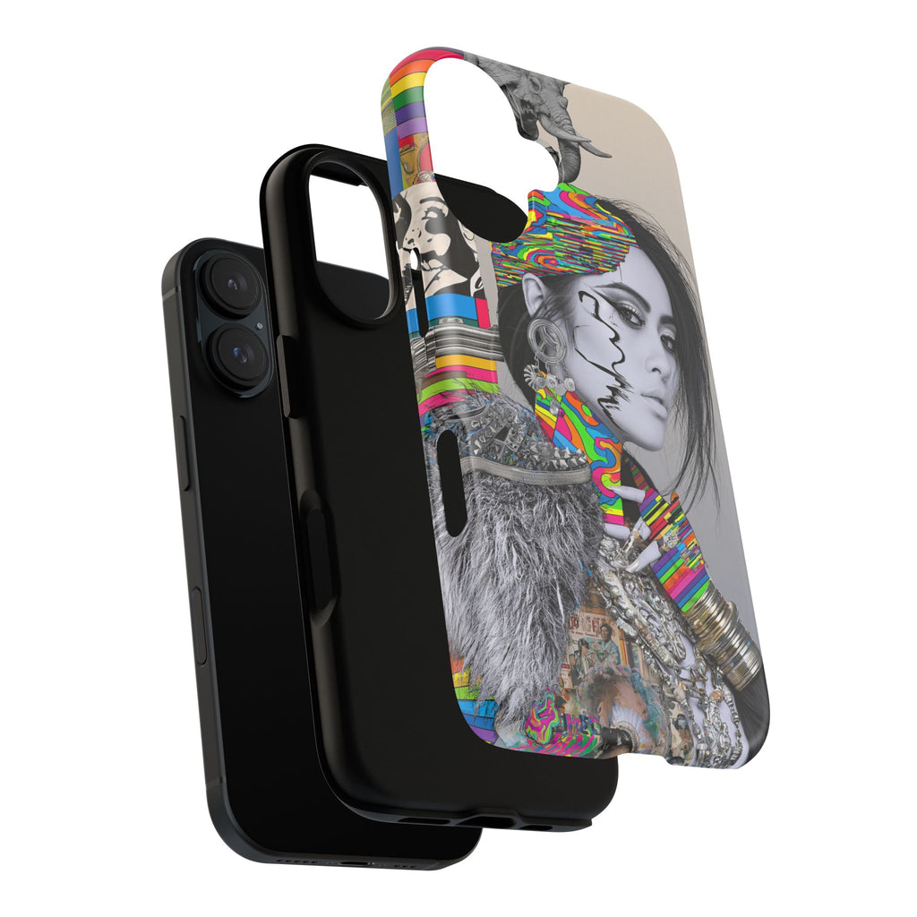 Phone Case - Colorful Glitch Portrait Tough Magnetic Case