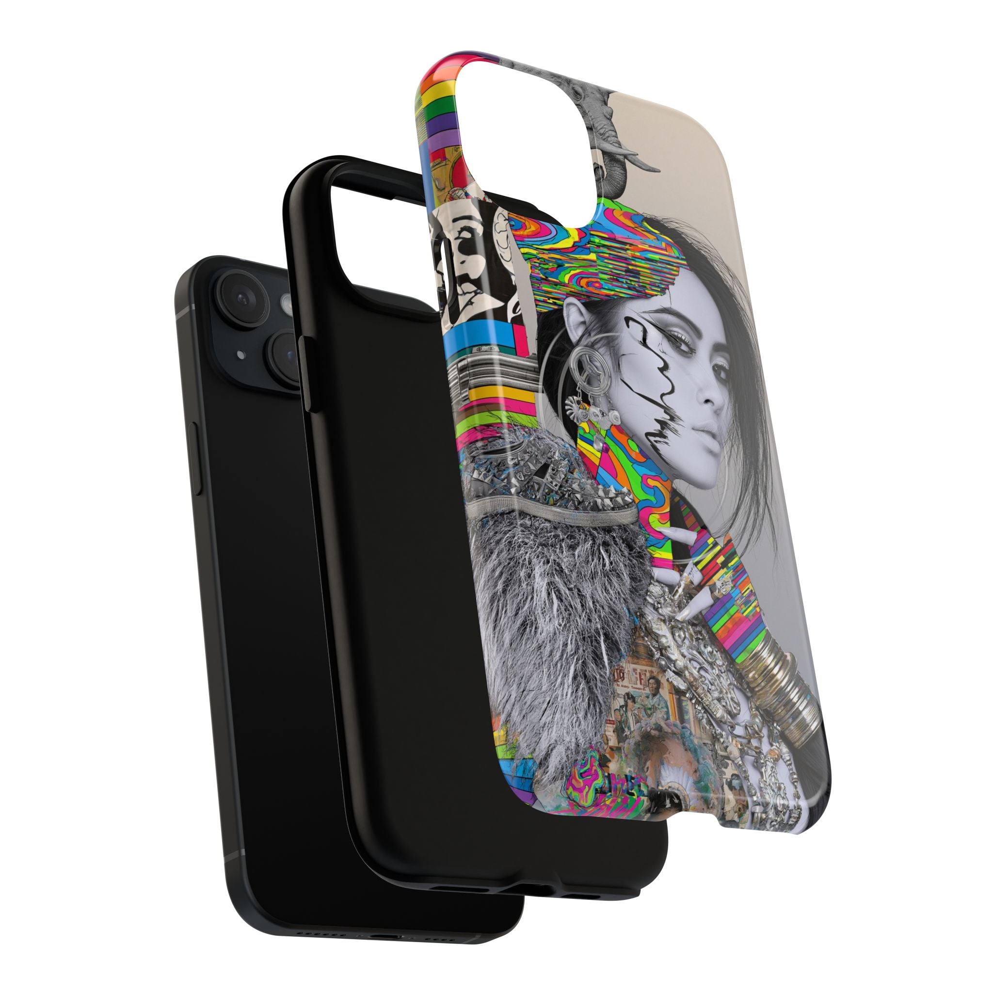 Phone Case - Colorful Glitch Portrait Tough Magnetic Case