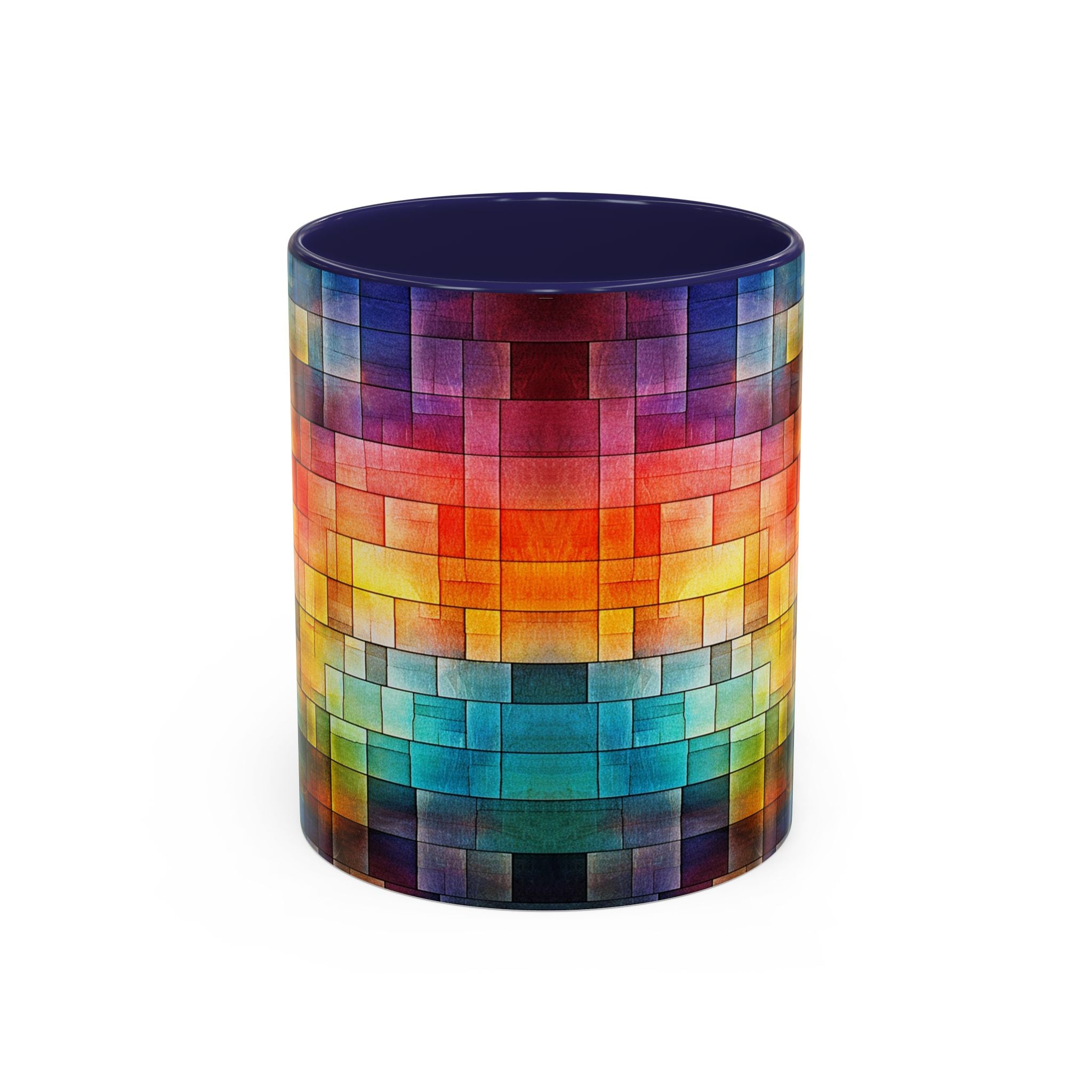 Colorful Mosaic Accent Coffee Mug - Vibrant Geometric Pattern (11/15 oz)