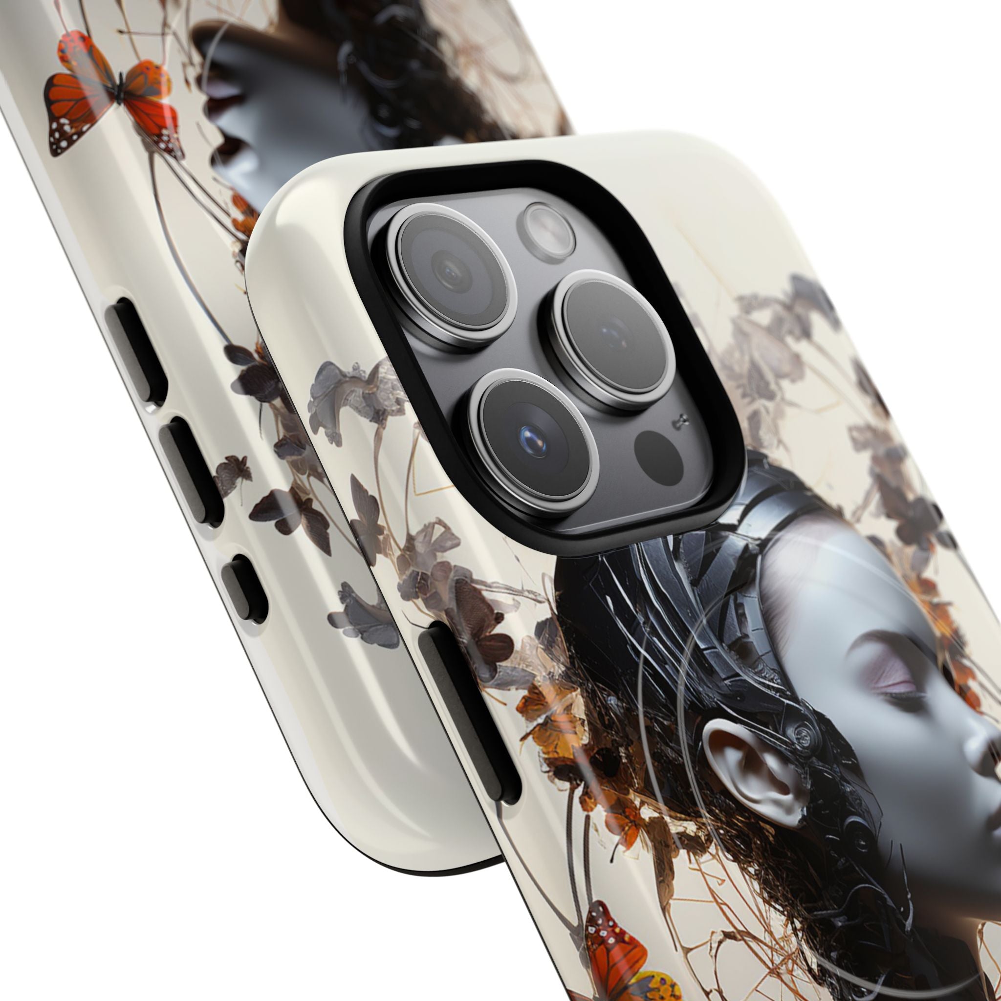 Art Nouveau Cyberpunk Phone Case — Surreal Floral Femme Tough Magnetic Case
