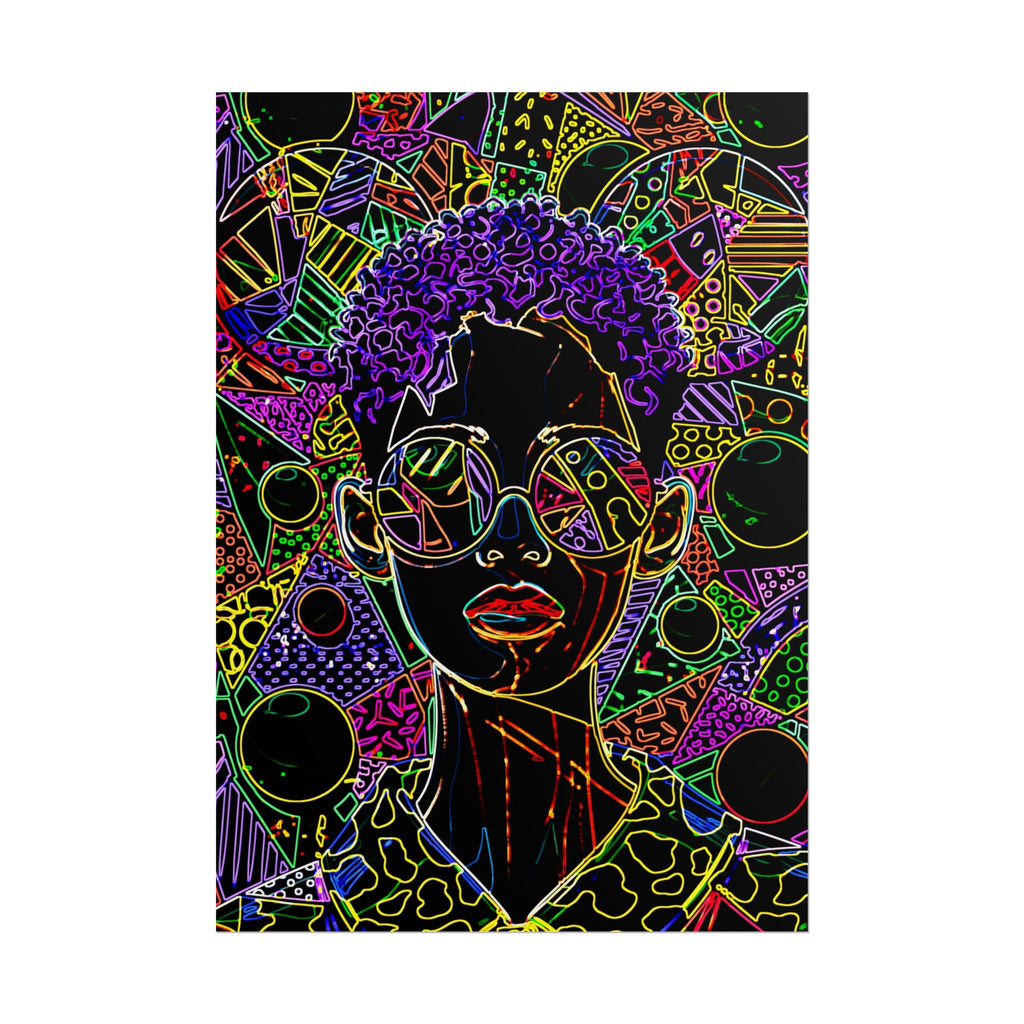 Afrofuturist Neon Portrait Poster