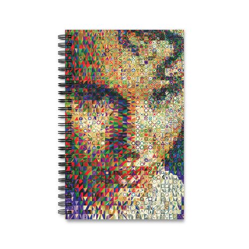 Abstract Mosaic Face Spiral Journal — Colorful Geometric Art Notebook