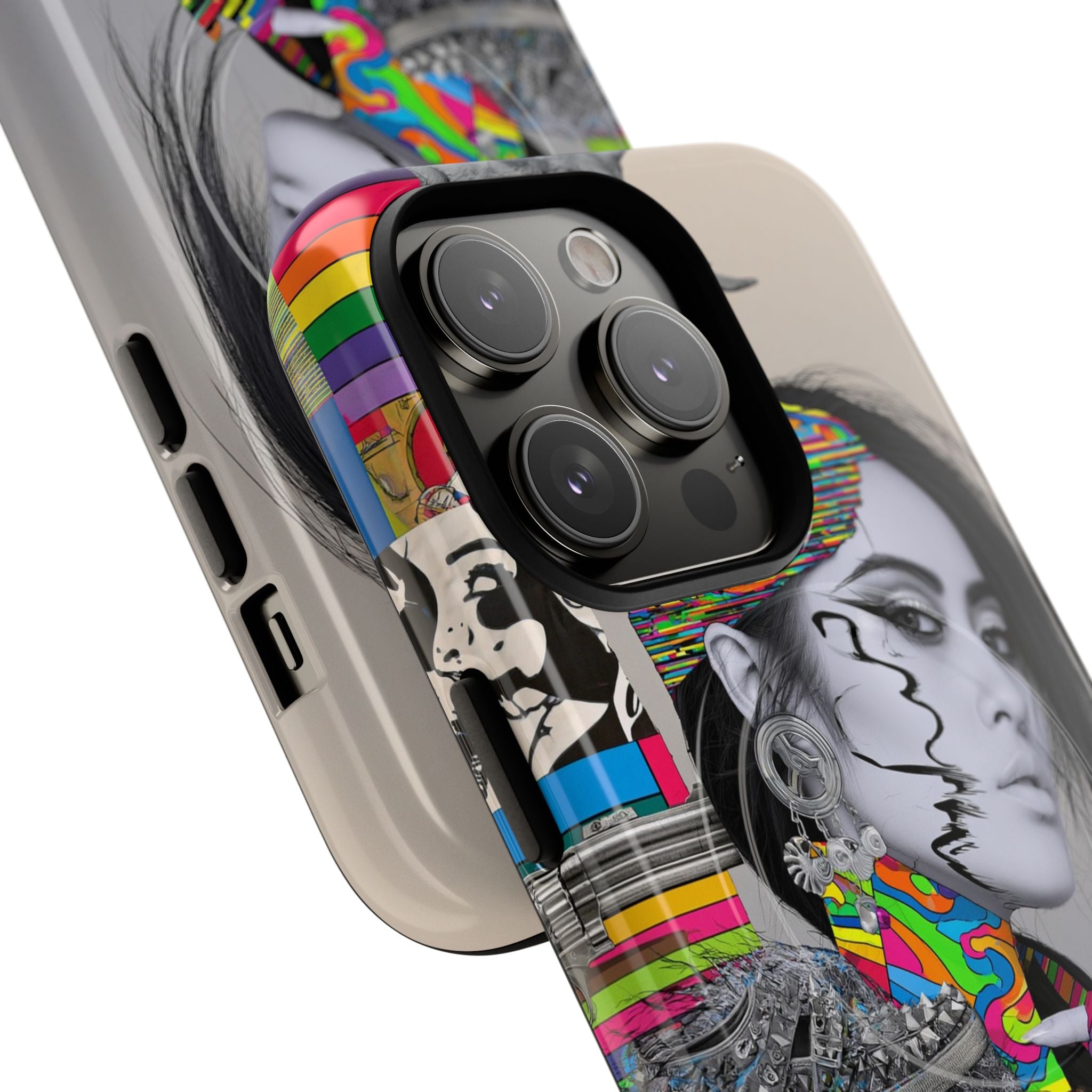 Phone Case - Colorful Glitch Portrait Tough Magnetic Case