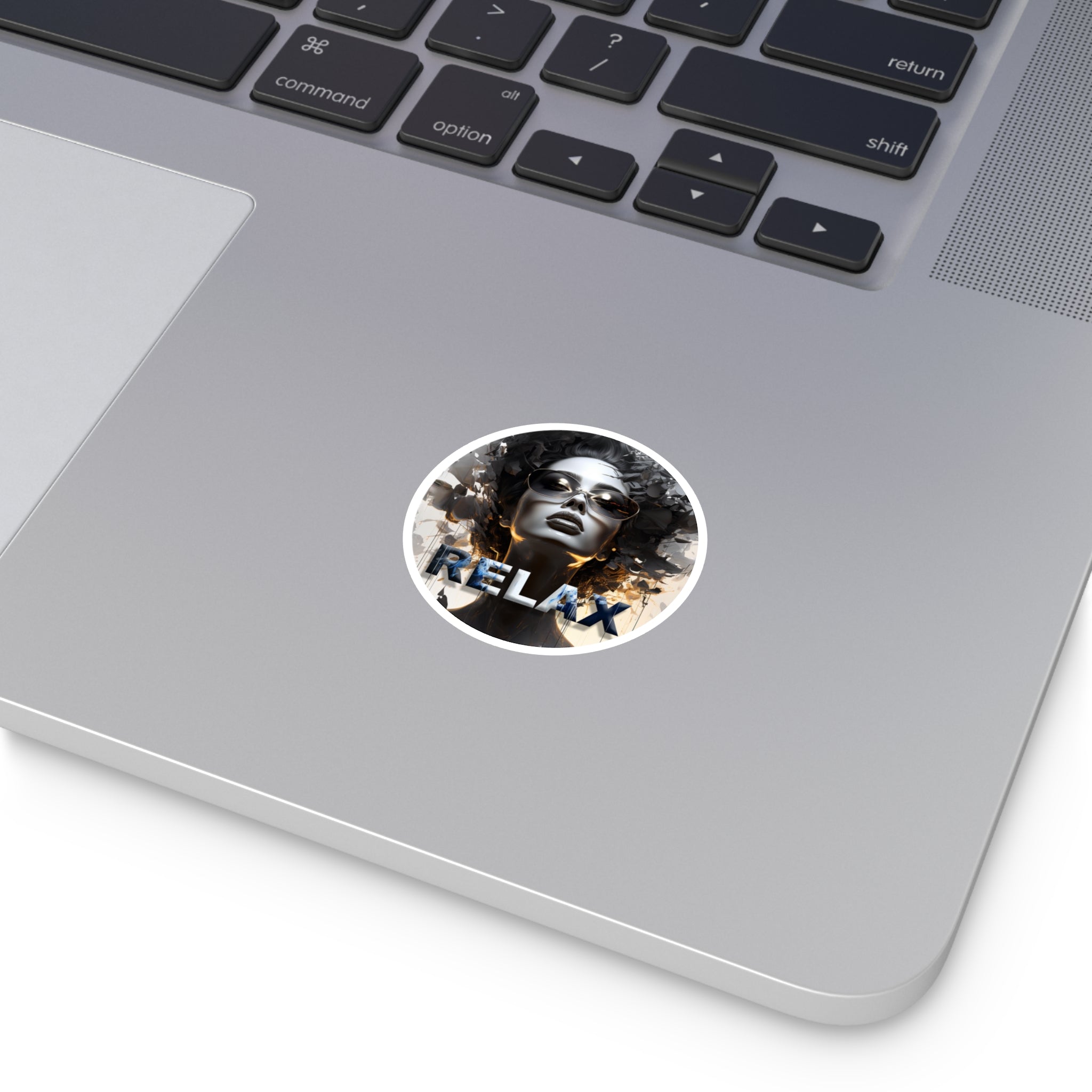 Relax Afro Diva Round Sticker — Stylish Indoor/Outdoor Laptop Decal