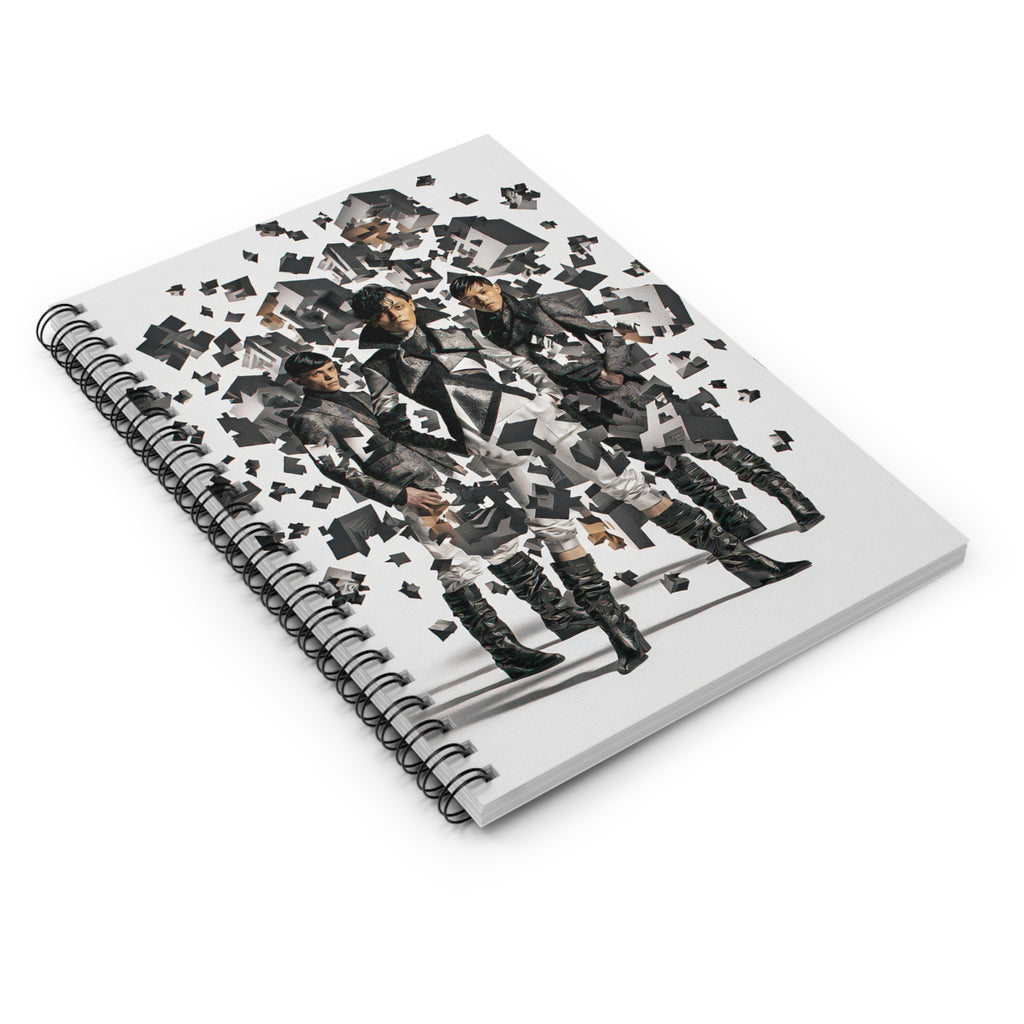 Geometric Pop Art Spiral Notebook — Retro Band Collage