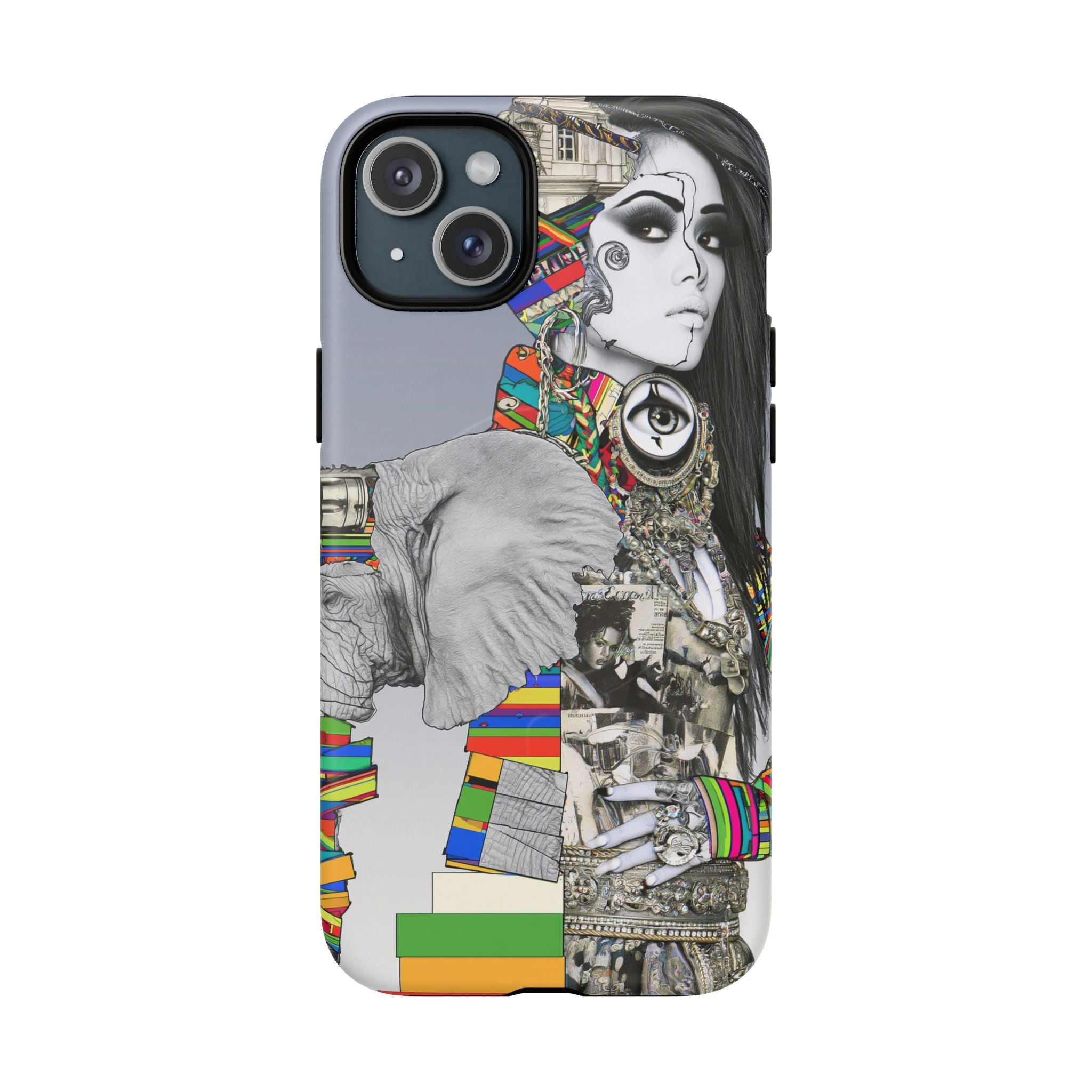Artistic Elephant Collage Phone Case — Tough Magnetic Protective Cover