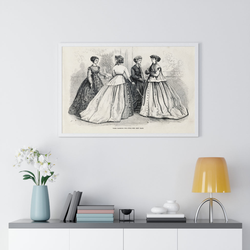 Vintage Fashion Print Framed Poster — Paris Fashion — 19th Century Ladies Illustration