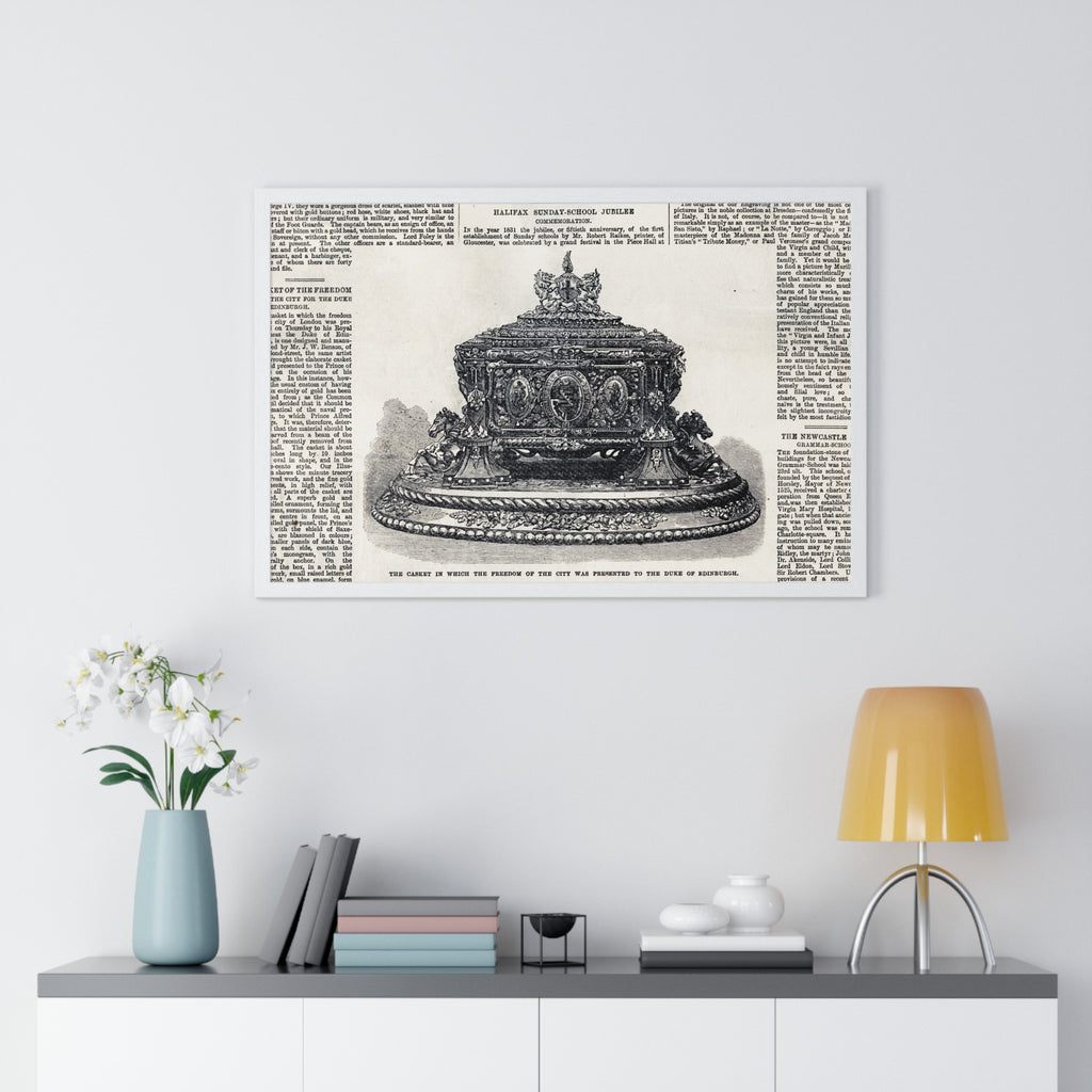 Vintage Crown Illustration Framed Poster — Antique Dictionary Art Print