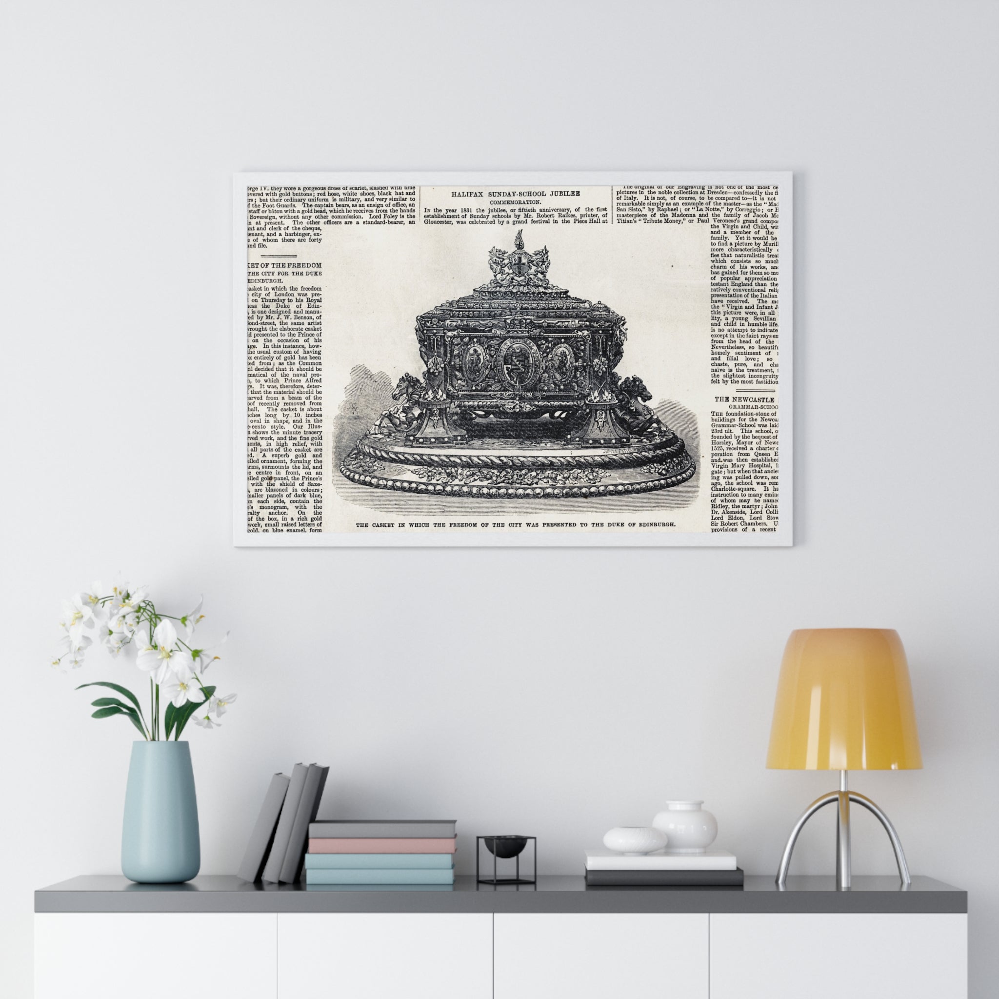 Vintage Crown Illustration Framed Poster — Antique Dictionary Art Print