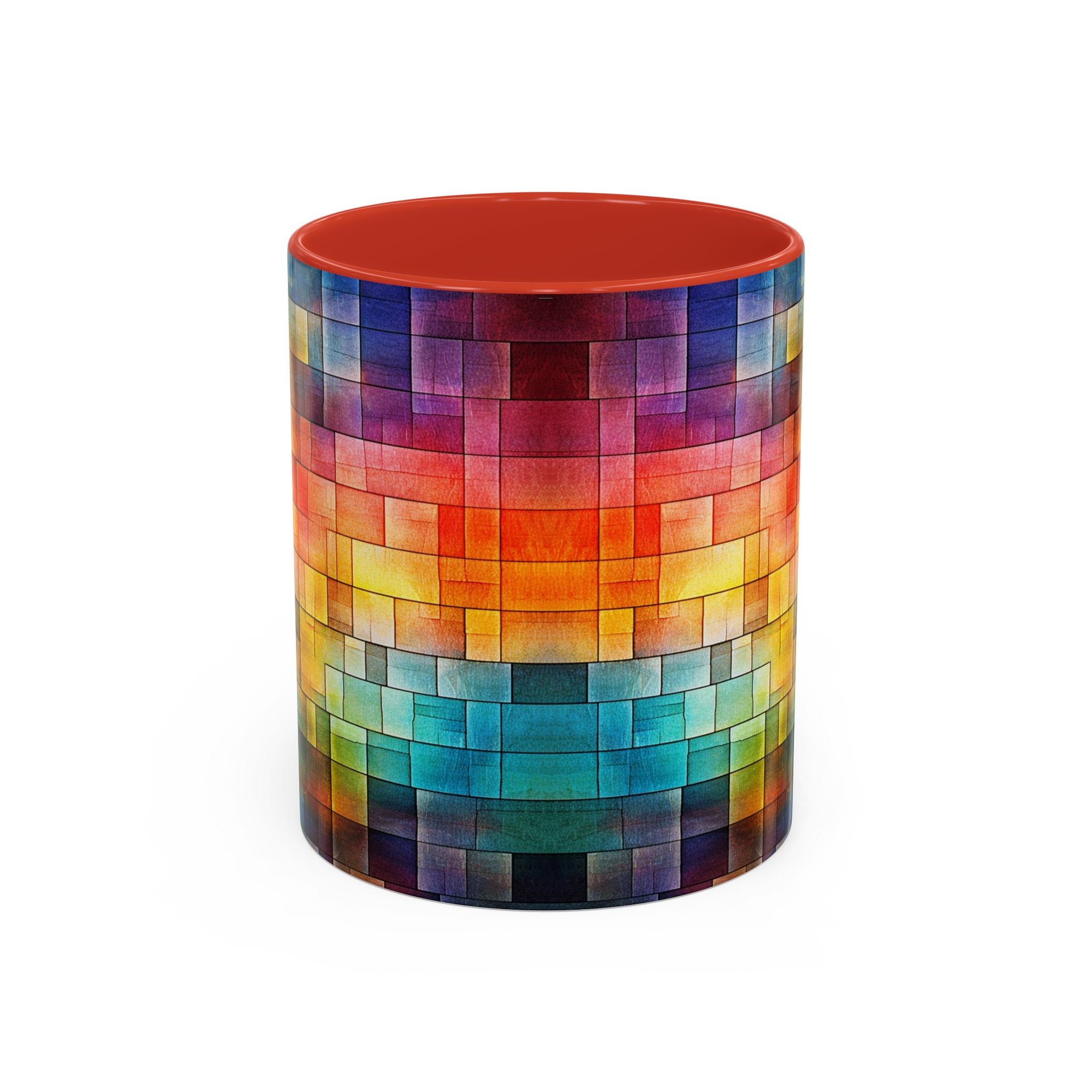 Colorful Mosaic Accent Coffee Mug - Vibrant Geometric Pattern (11/15 oz)