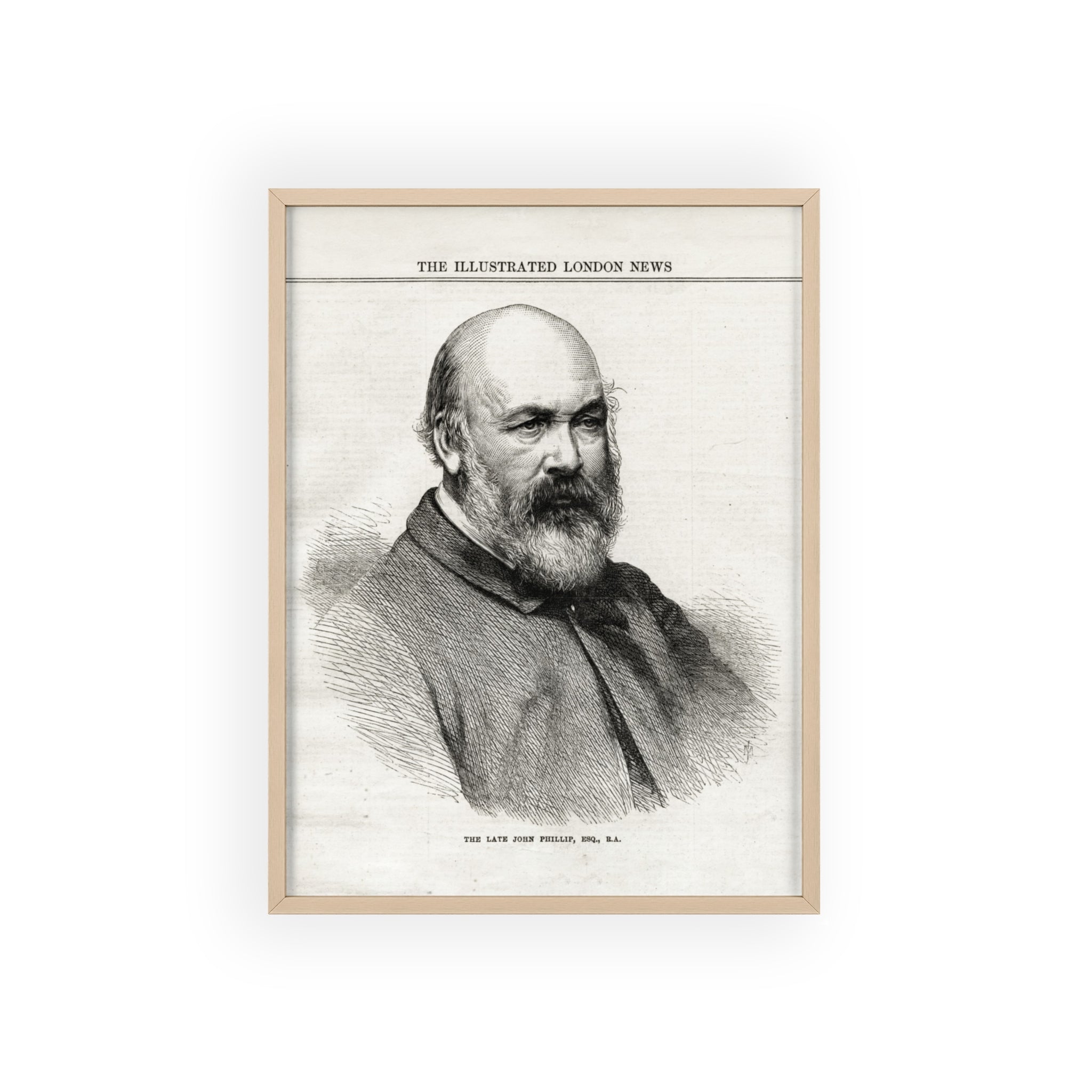 The Late John Phillip, Esq. Framed Vintage Portrait Print — Illustrated London News Gentleman Poster
