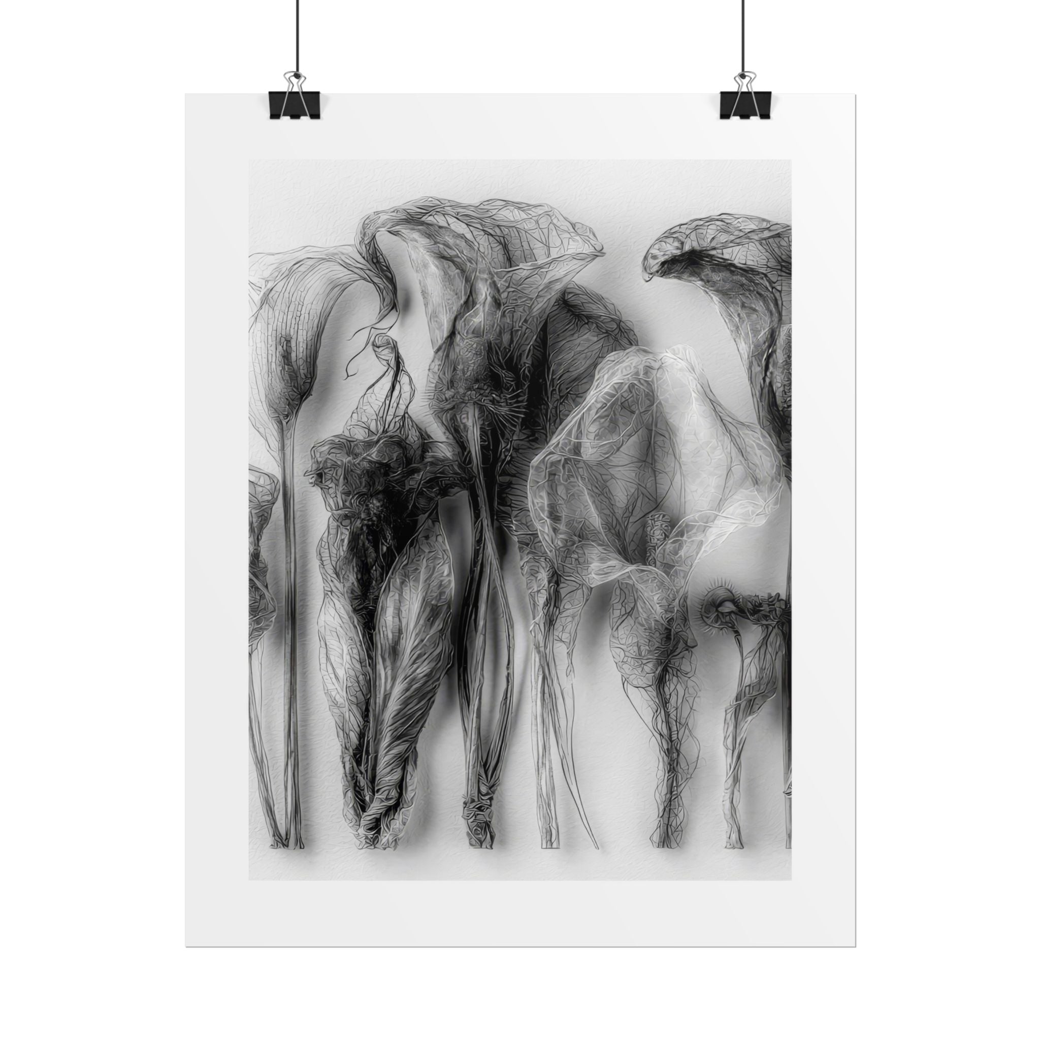 Abstract Smoke Floral Poster — Black & White Botanical Wall Art (Rolled Poster)