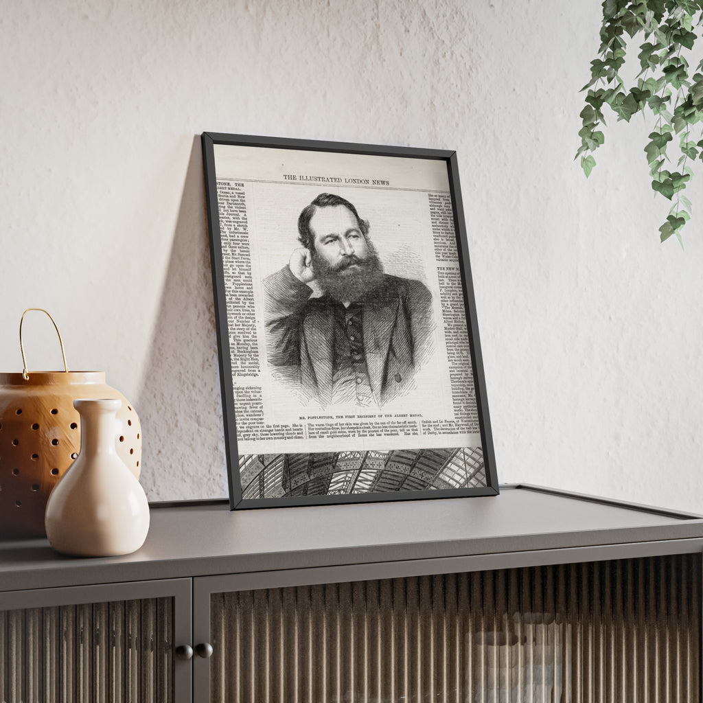 Mr. Popplestone, the first recipient of the Albert Medal. Vintage Illustrated London News Portrait Poster — Framed Wood Print