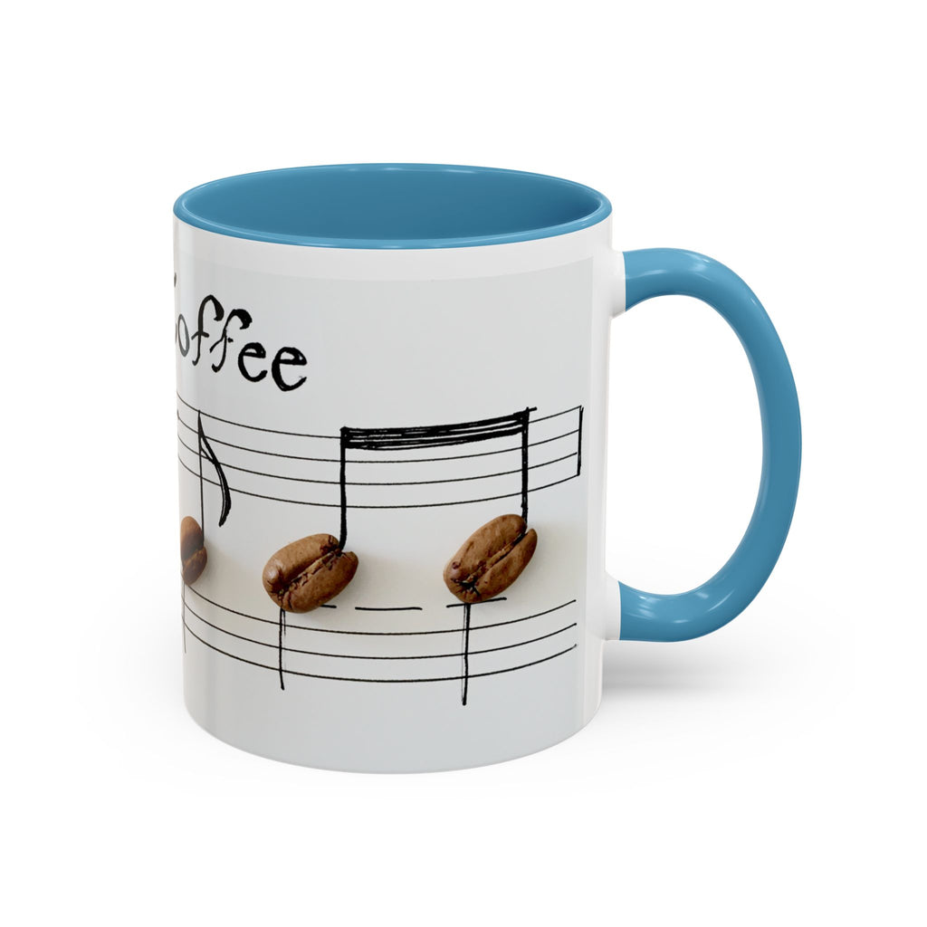 Coffee Lover Music Mug — "Love Coffee" Musical Notes Accent Mug (11/15 oz)