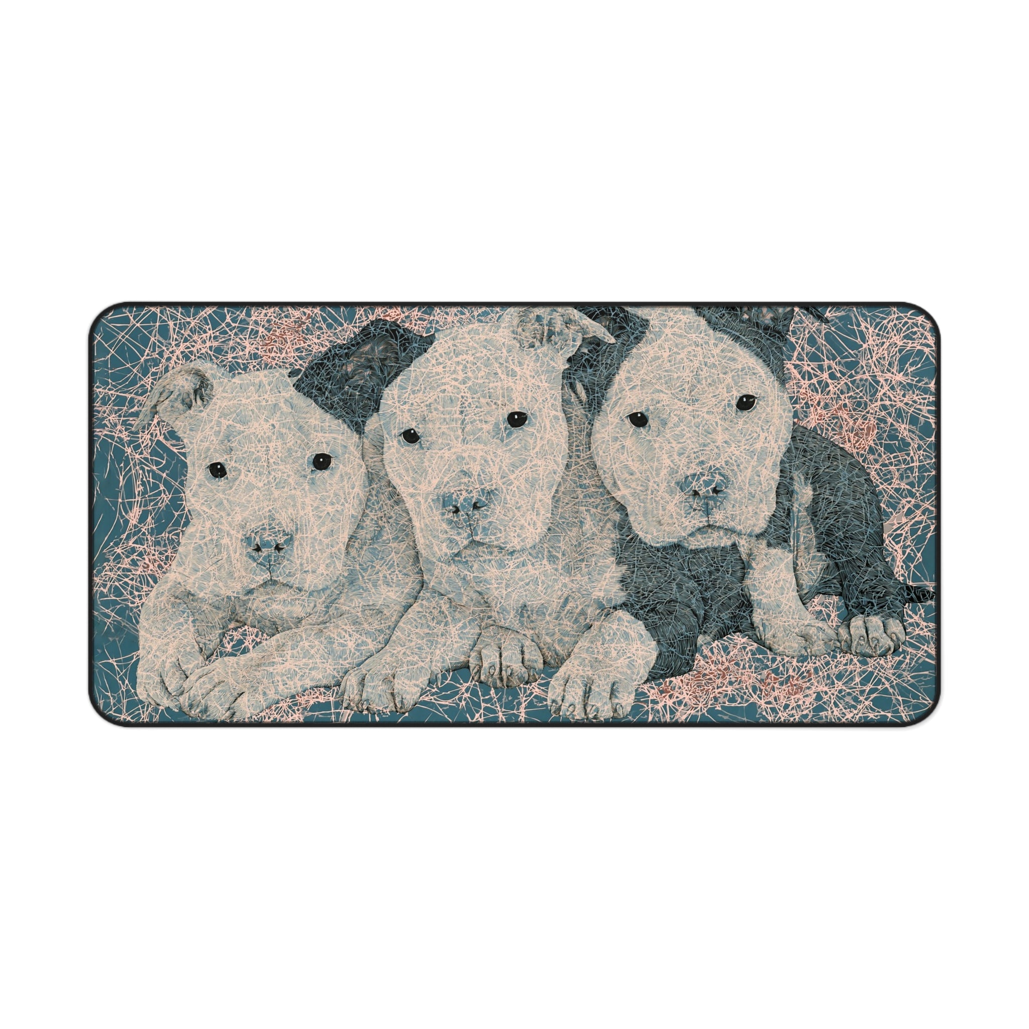 Pit Bull Puppy Desk Mat – Cute Trio Decorative Mousepad for Home Office