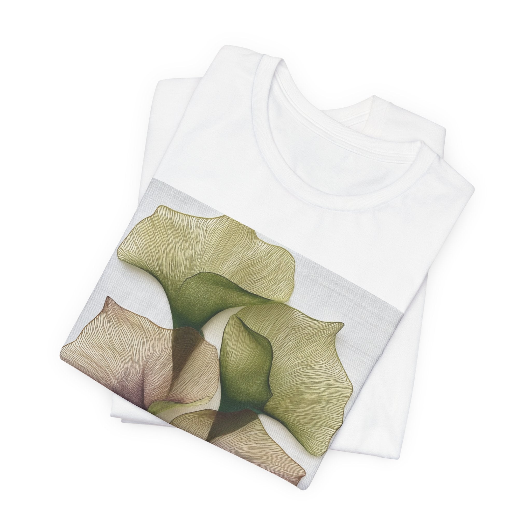 Floral Ginkgo Print T‑Shirt — Soft Botanical Art Tee