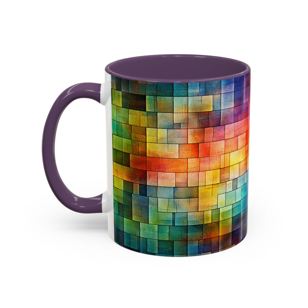 Colorful Mosaic Accent Coffee Mug - Vibrant Geometric Pattern (11/15 oz)