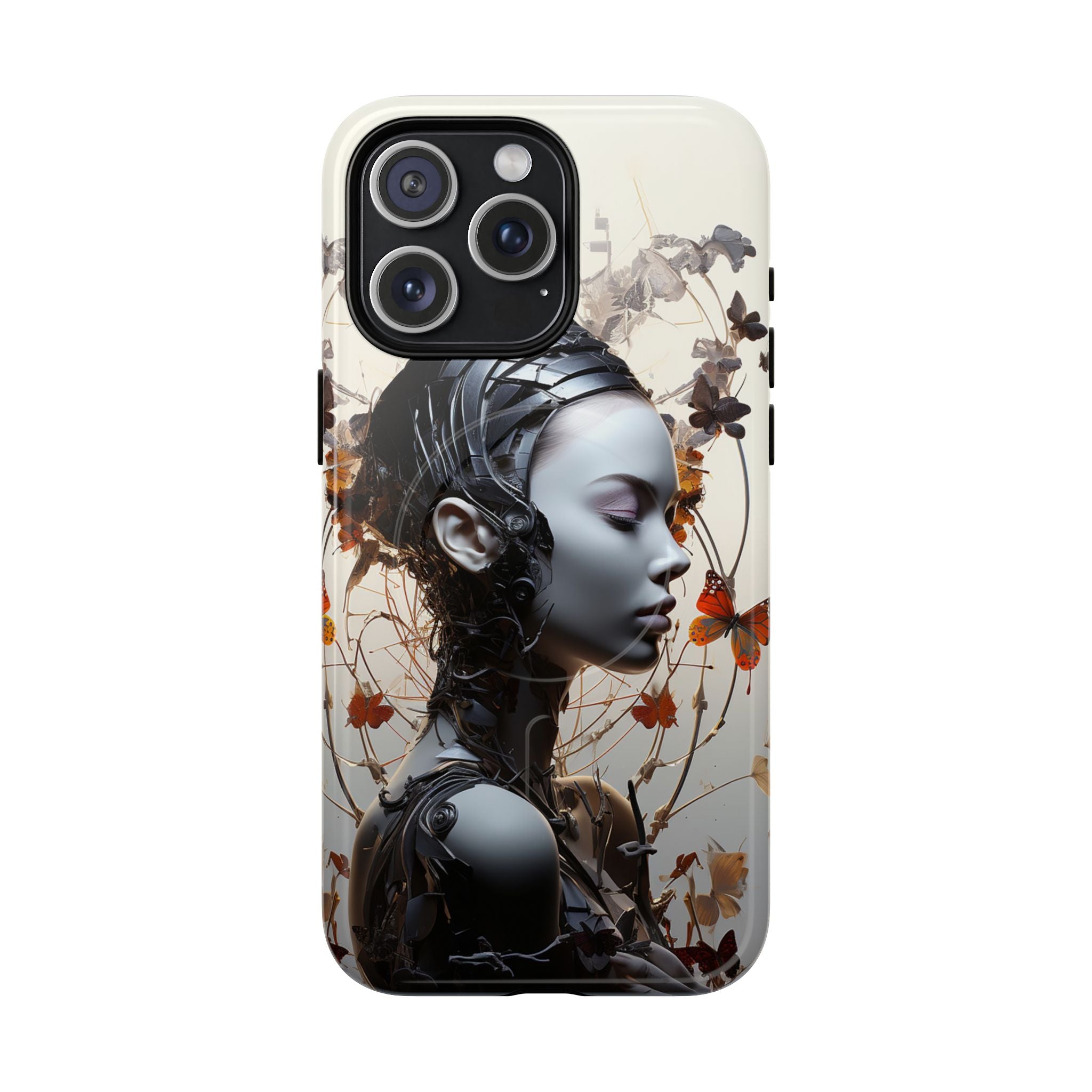 Art Nouveau Cyberpunk Phone Case — Surreal Floral Femme Tough Magnetic Case