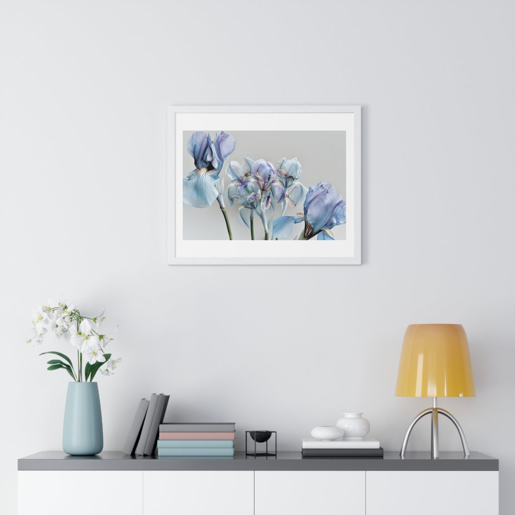 Blue Iris Floral Framed Poster — Botanical Wall Art Print