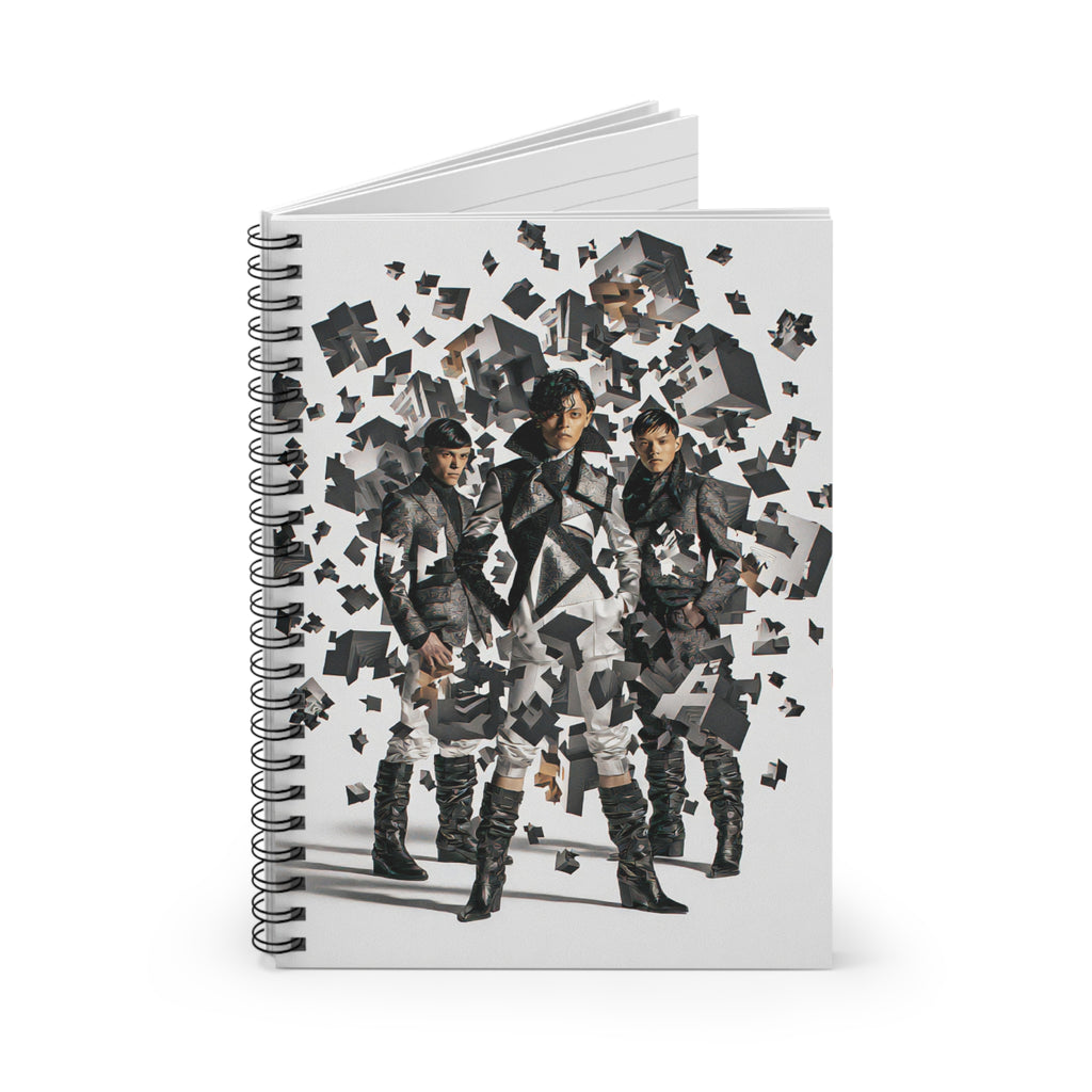 Geometric Pop Art Spiral Notebook — Retro Band Collage