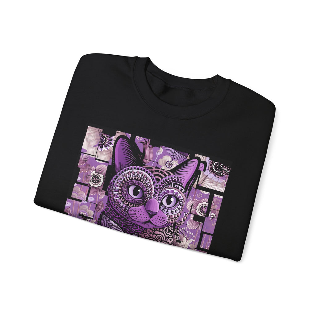 Purple Floral Owl Crewneck Sweatshirt — Whimsical Boho Animal Graphic