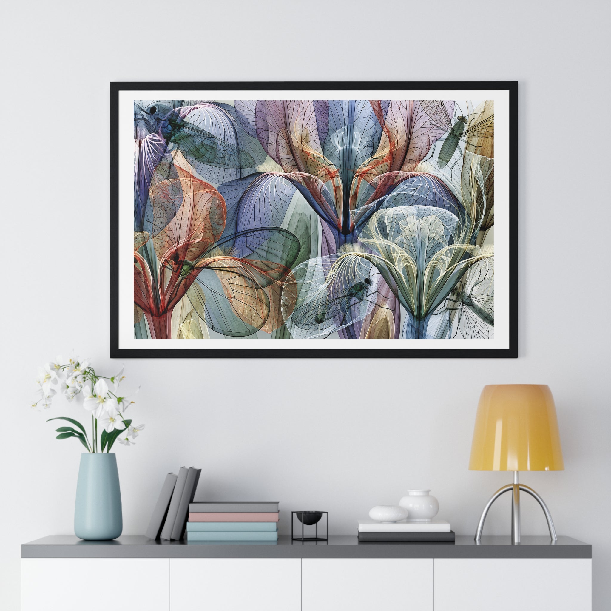 Framed Floral Art Print — Abstract Translucent Lily Poster